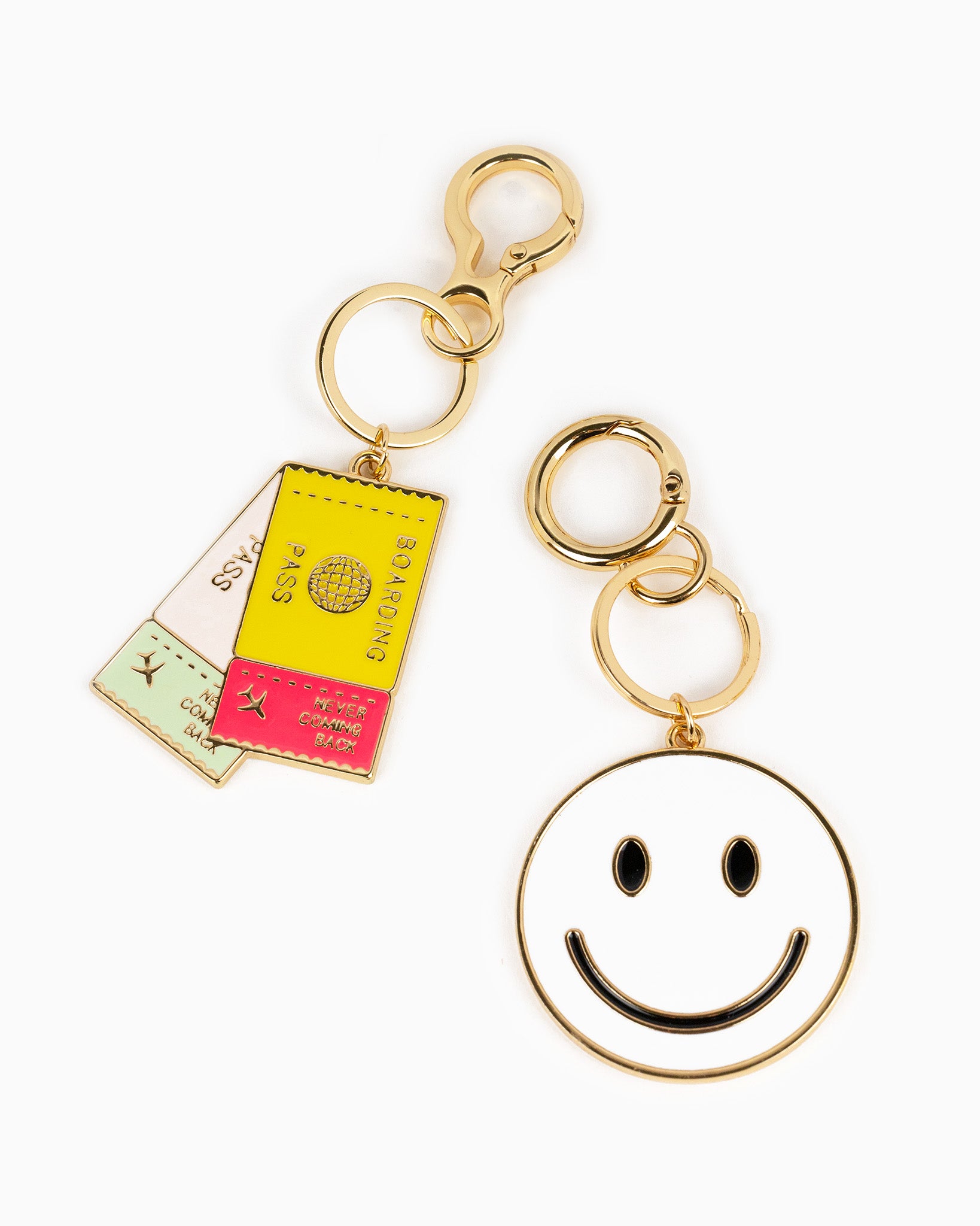 White Smiley Face Emoji Keychain