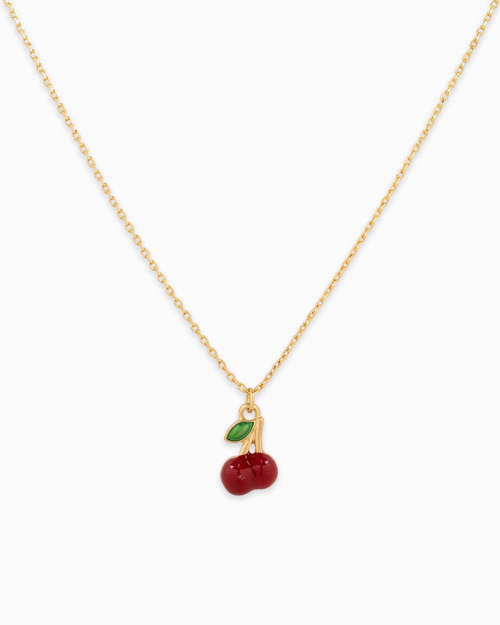 Dark Cherry Matte Gold Stem Pendant Necklace