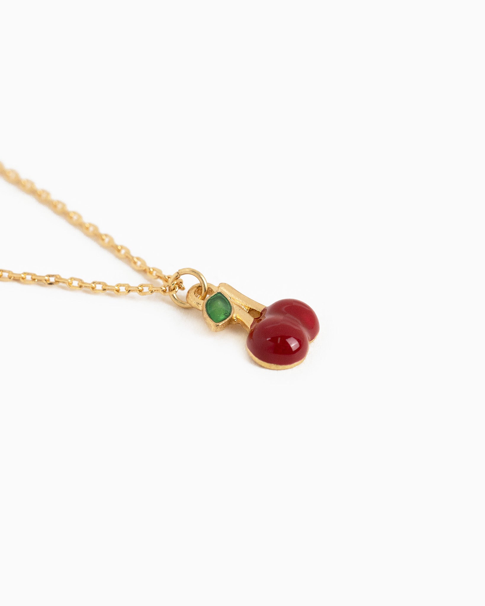 Dark Cherry Matte Gold Stem Pendant Necklace