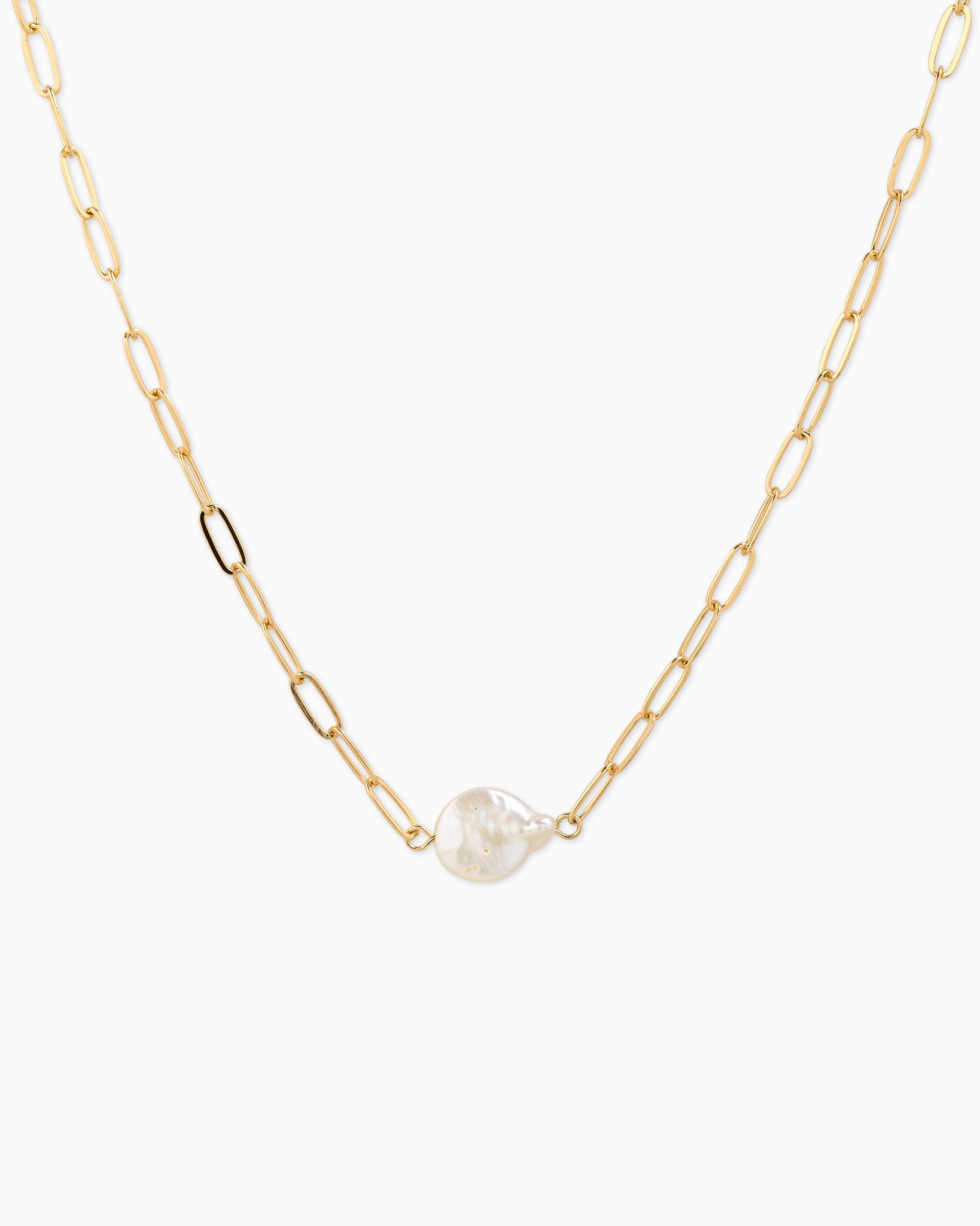 Freshwater Pearl Station Clip Chain Necklace