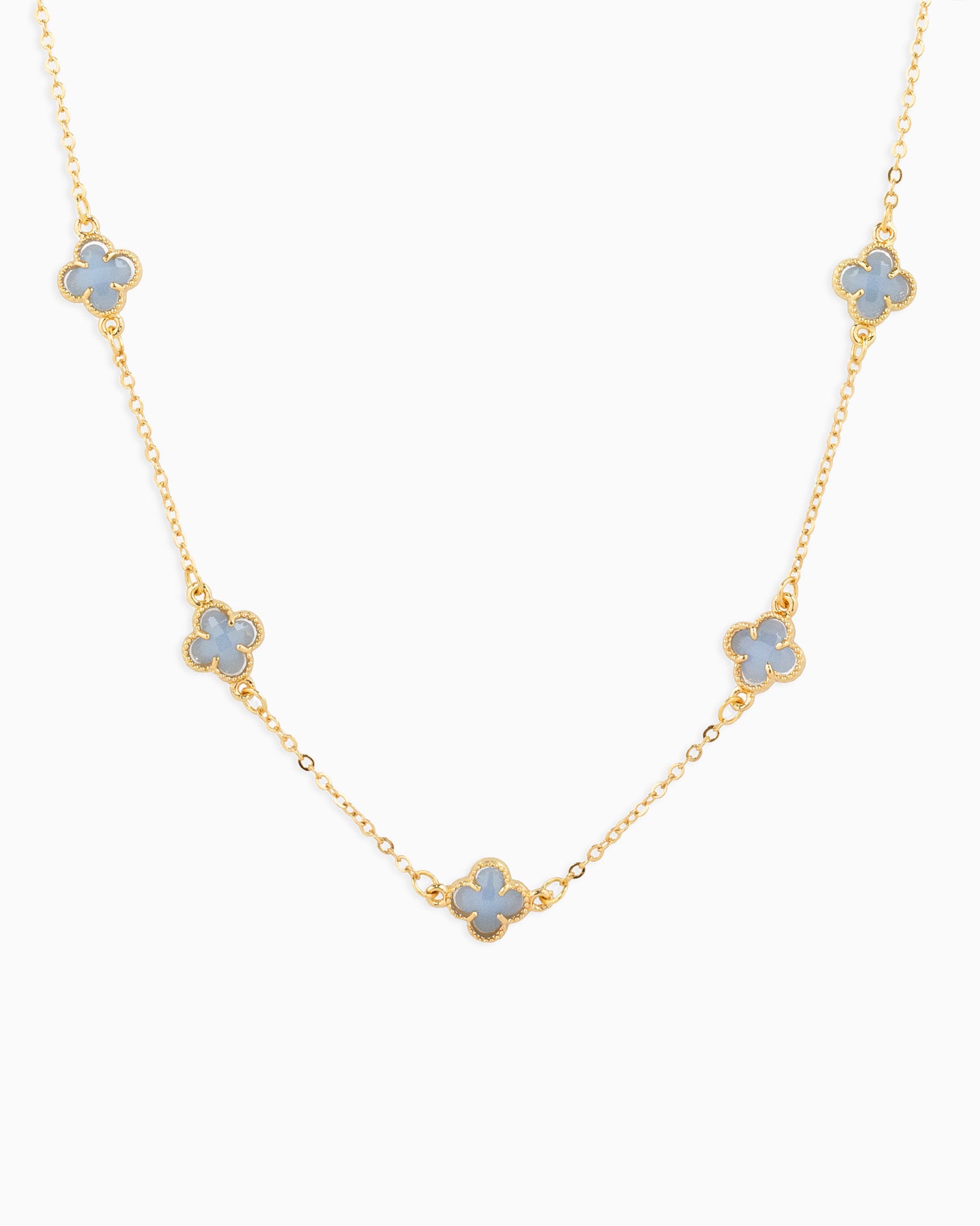 Pastel Colored Clover Station Necklace