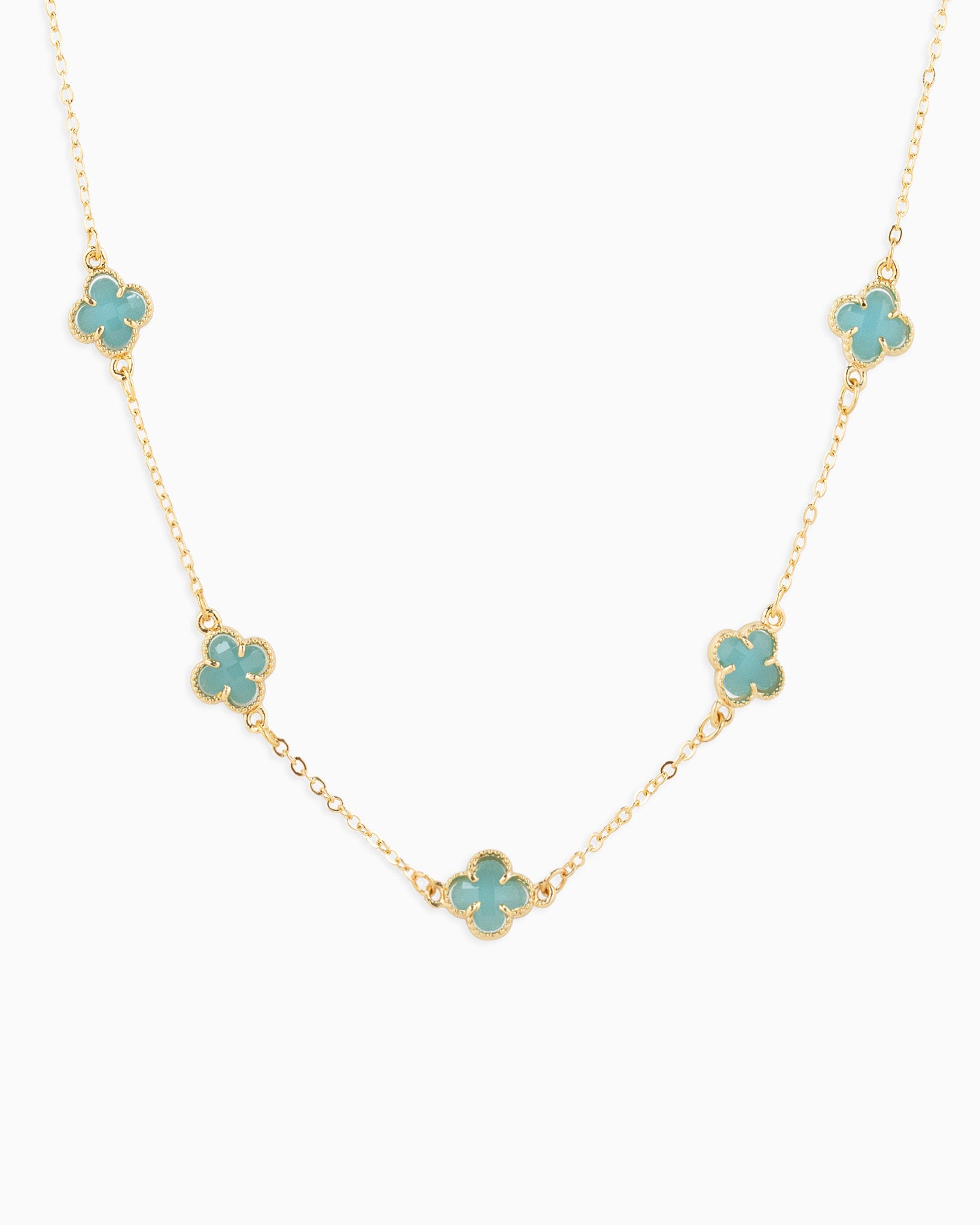 Pastel Colored Clover Station Necklace