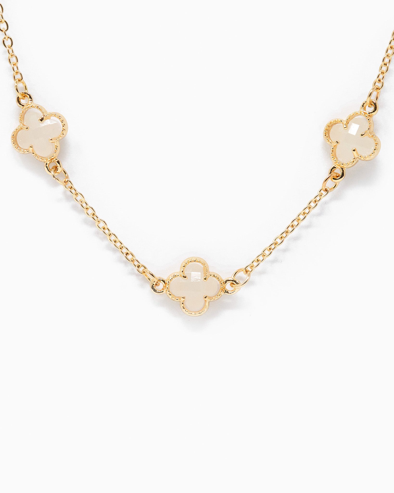 Pastel Colored Clover Station Necklace