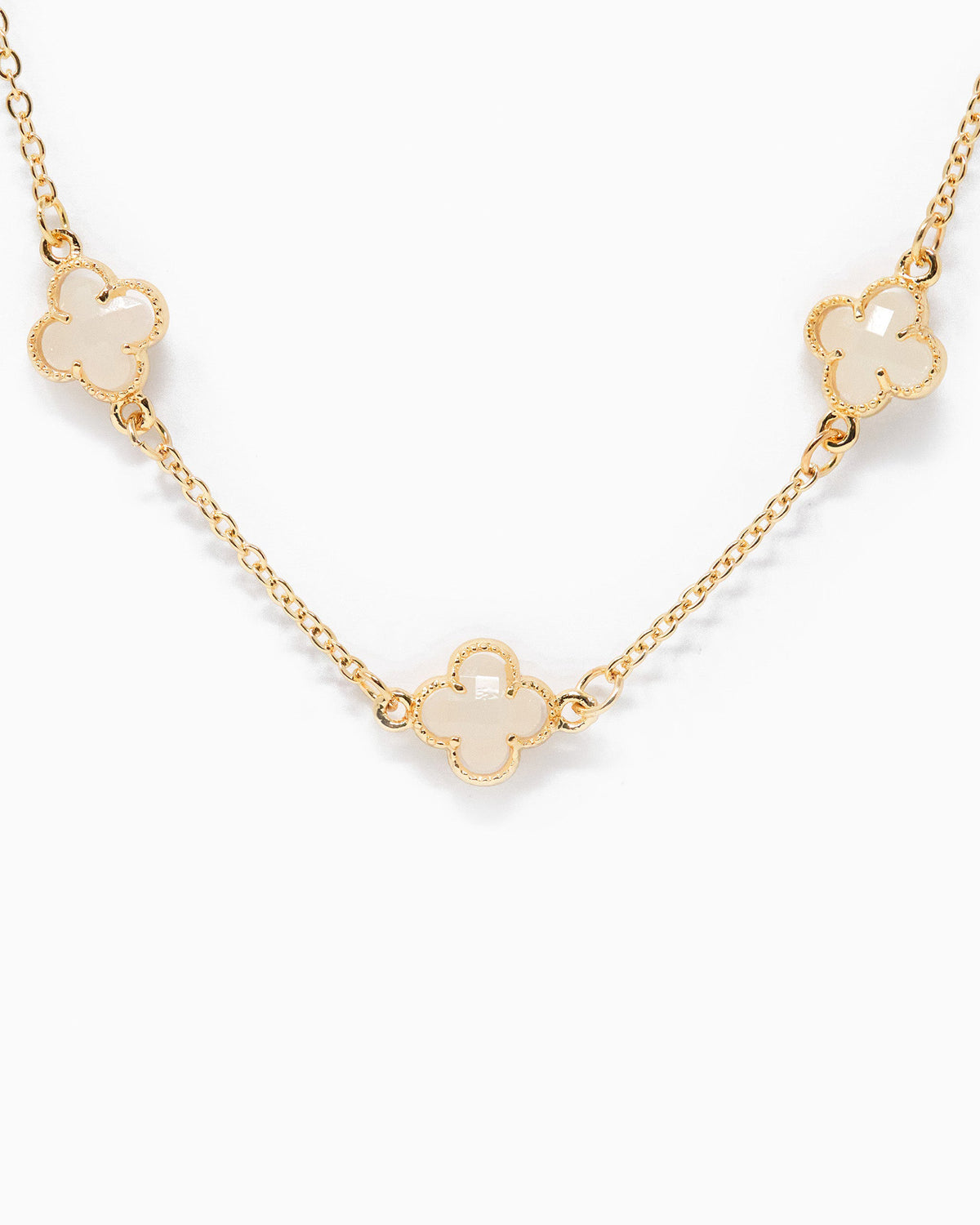 Pastel Colored Clover Station Necklace