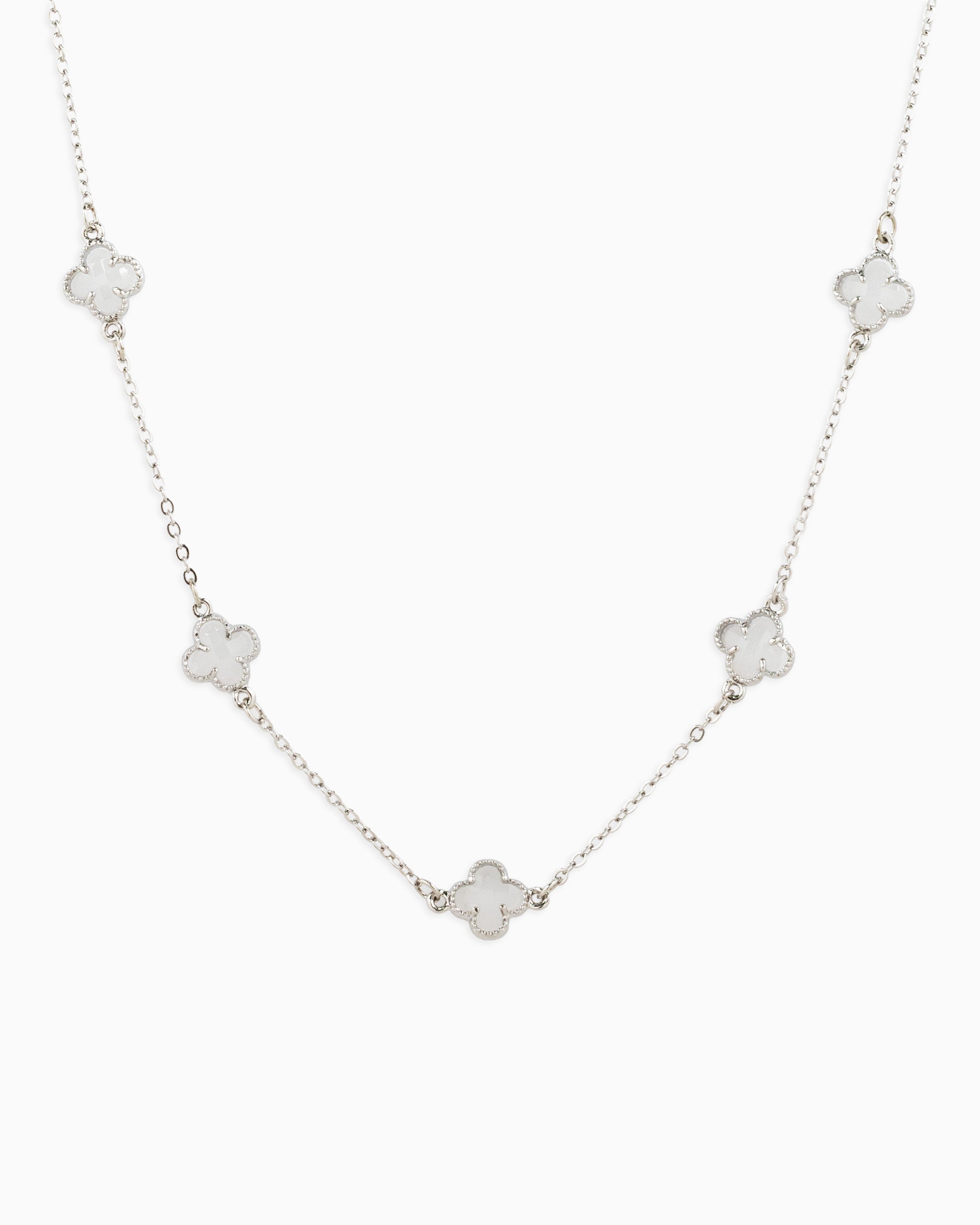 Pastel Colored Clover Station Necklace