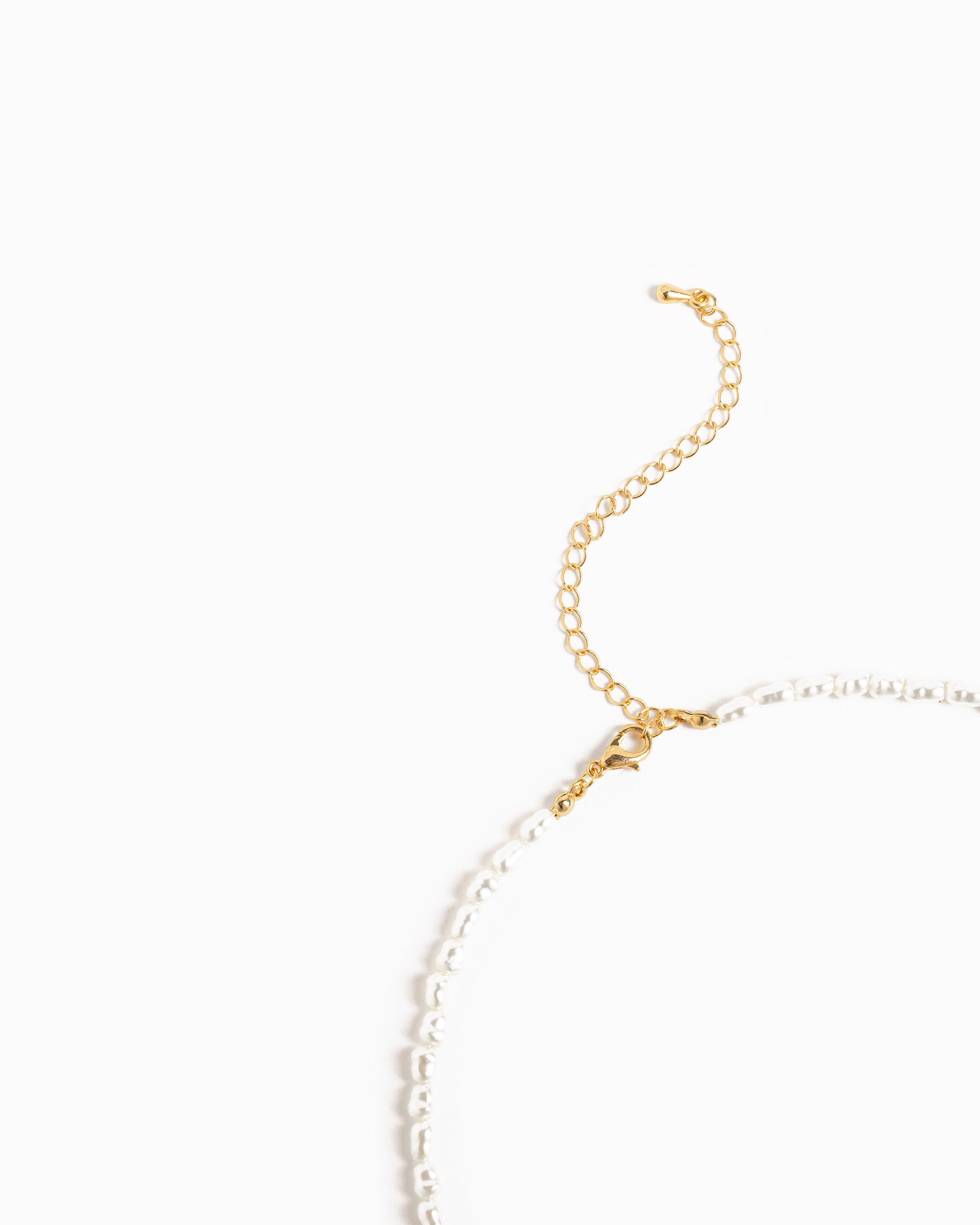CZ Pave Letter Initial Pearl Necklace – on model