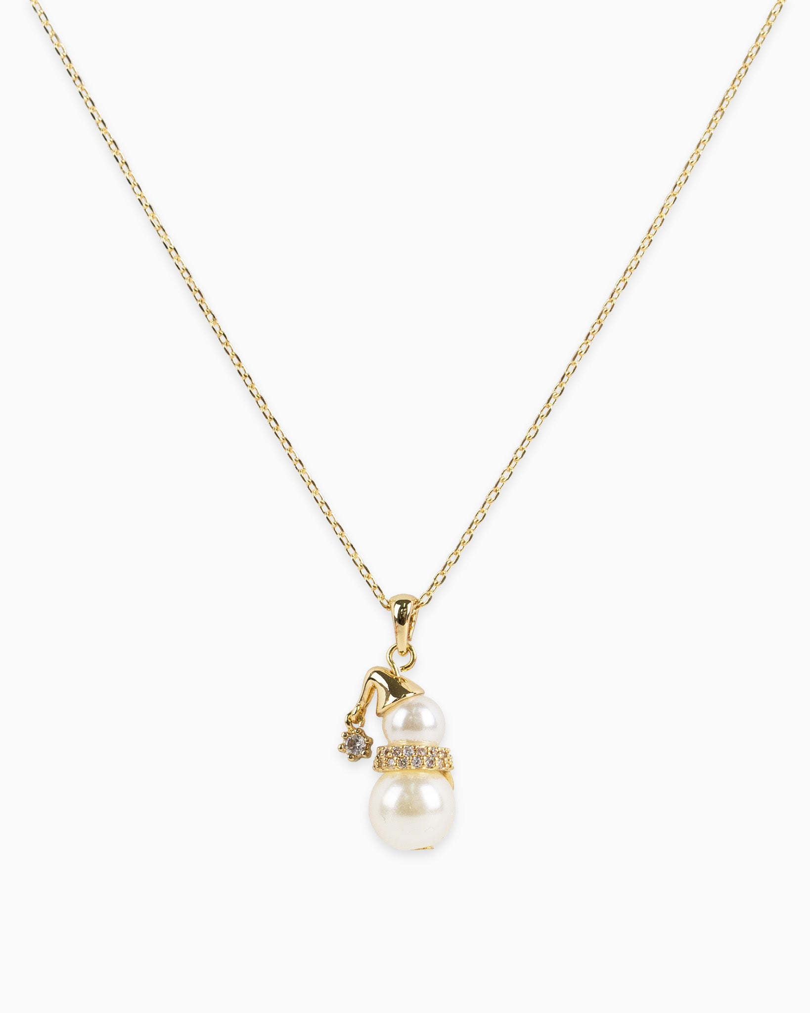 Pearl Snowman Pendant Necklace