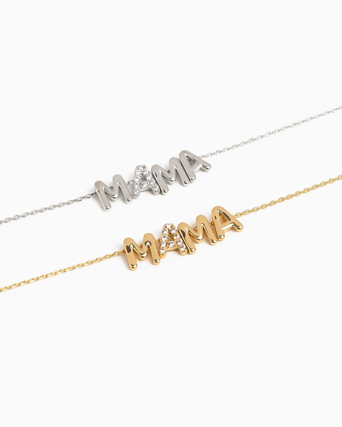MAMA Charm Necklace with CZ-3