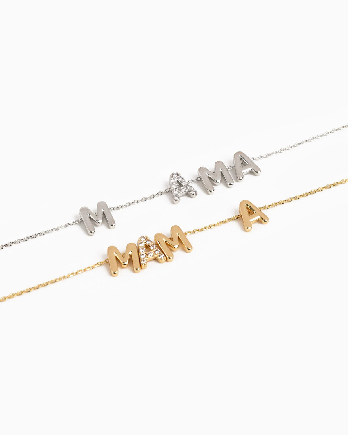 MAMA Charm Necklace with CZ-5