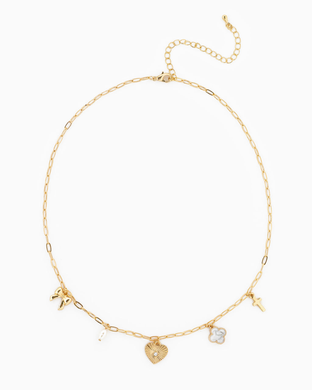 Sunburst Heart Mixed Charm Necklace