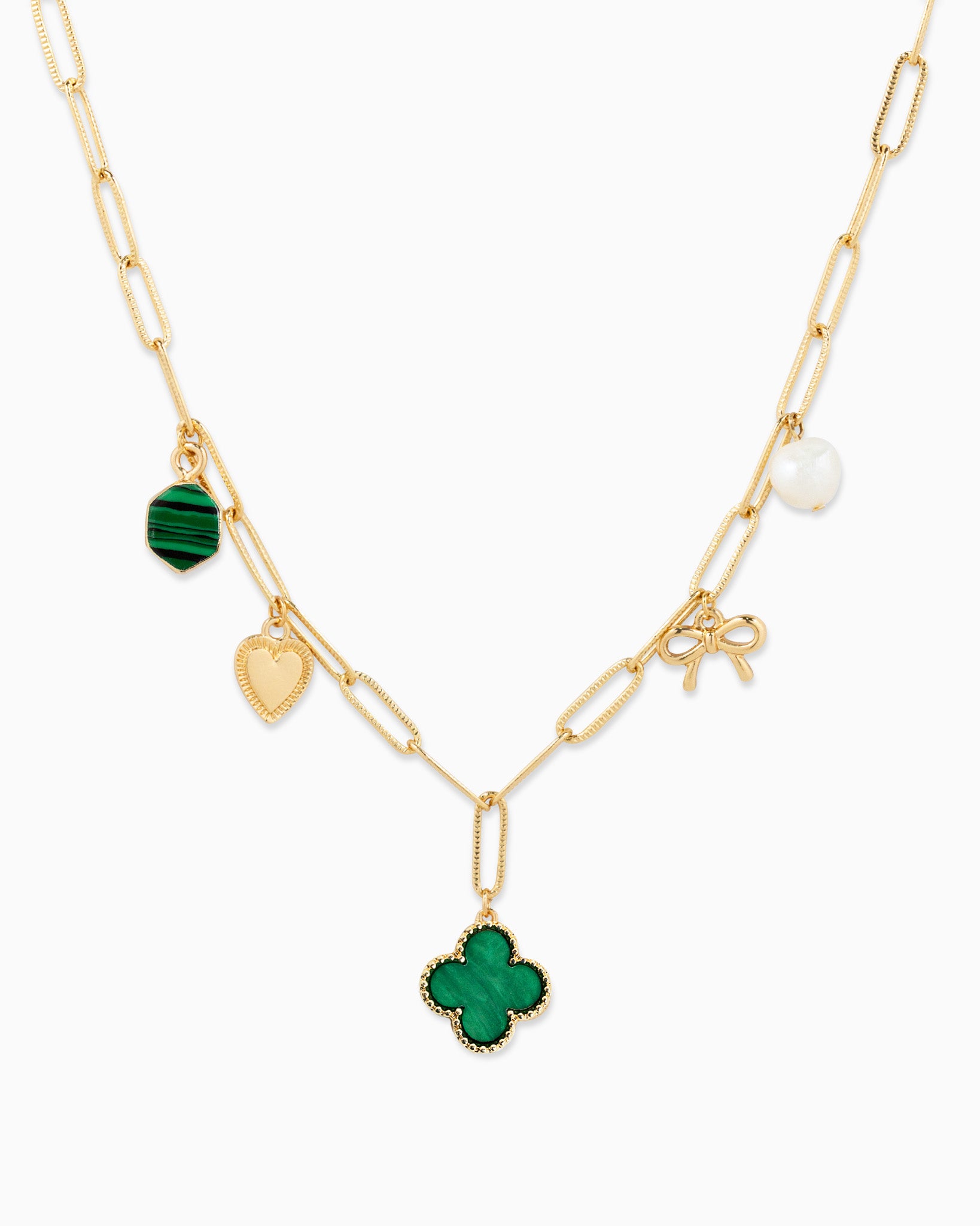 Milgrain Clover Multi Charm Pendant Necklace (3 Colors)