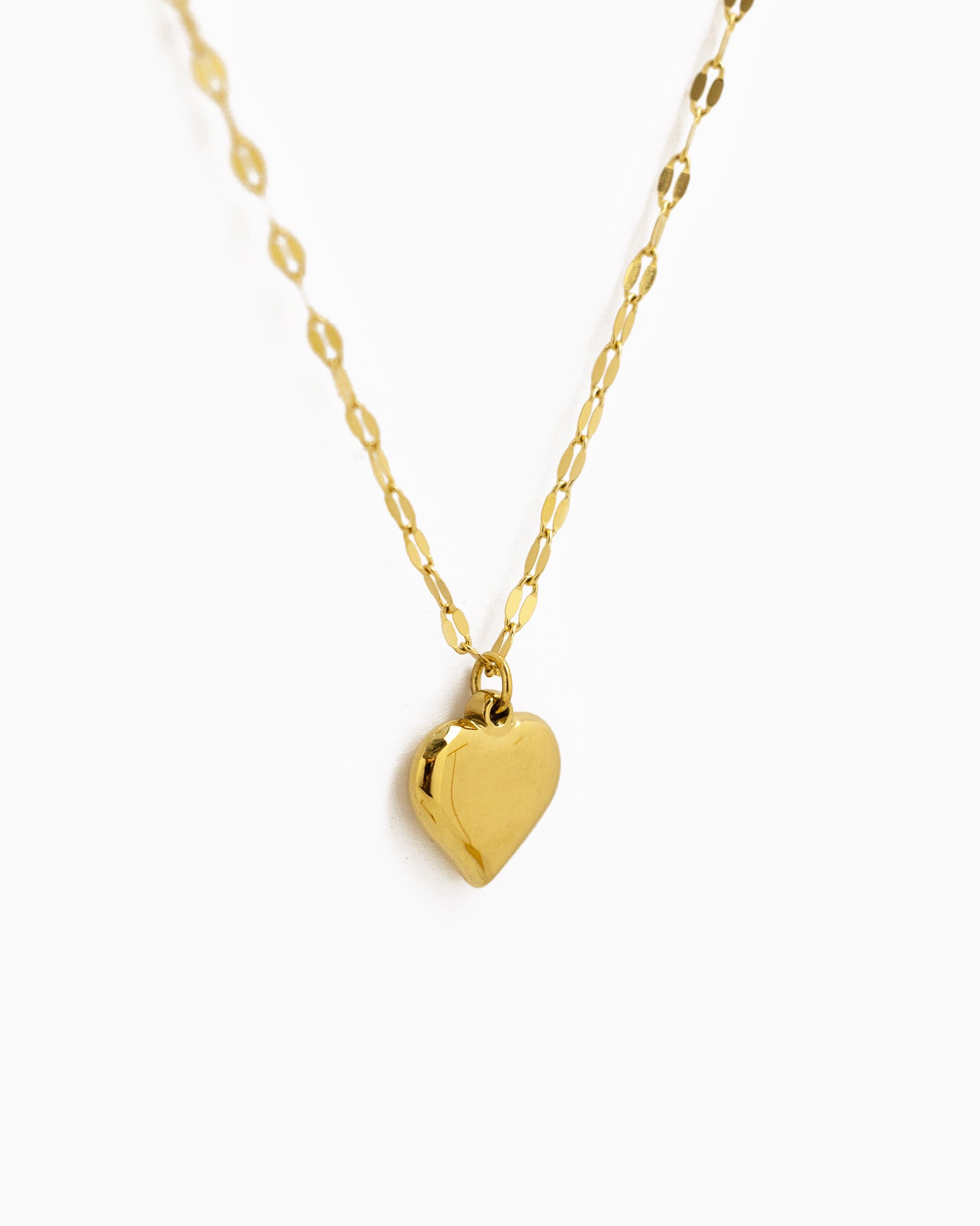 Stainless Steel Puffy Heart Pendant Necklace