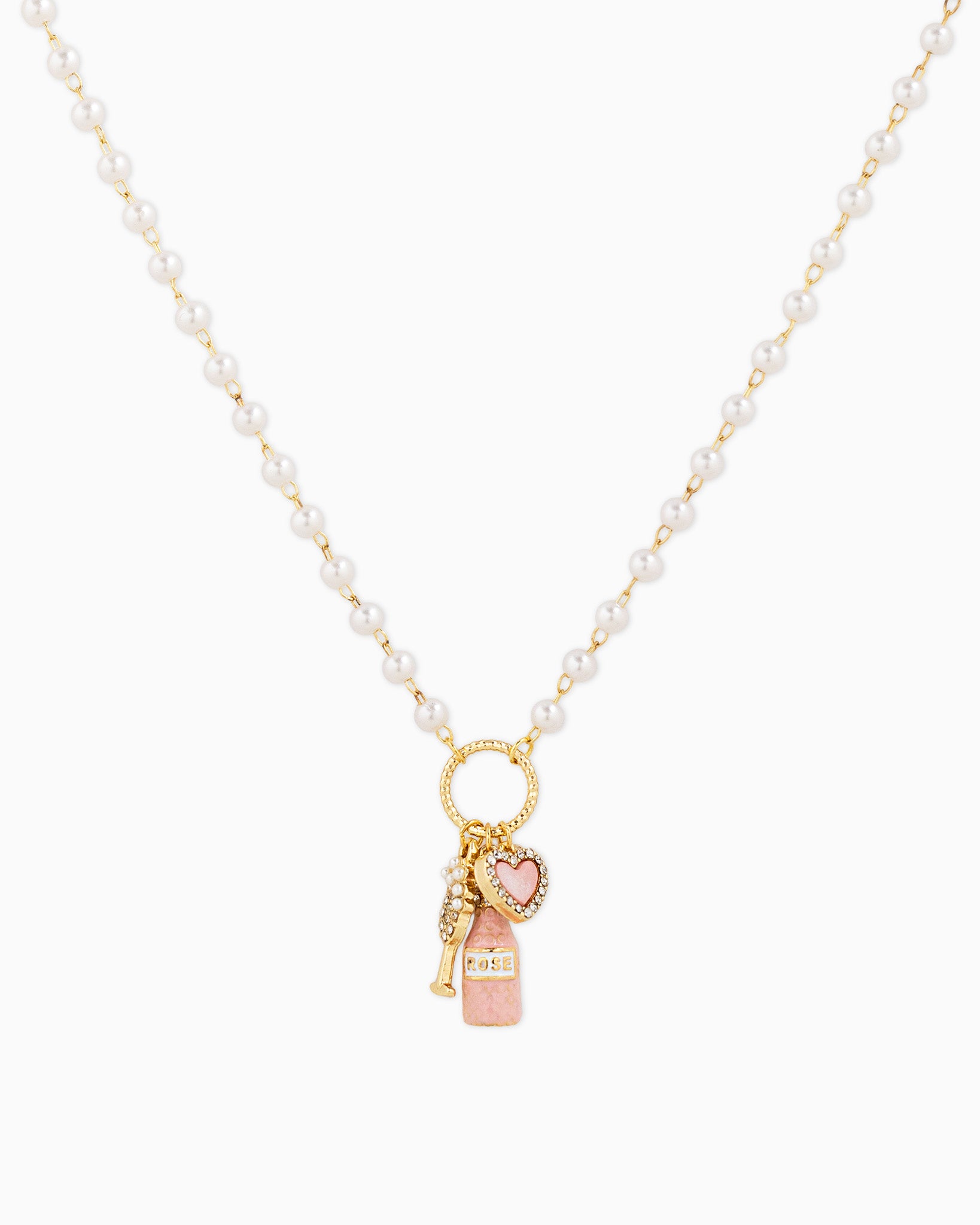 Pink Celebration Ring Pendant Charm Necklace