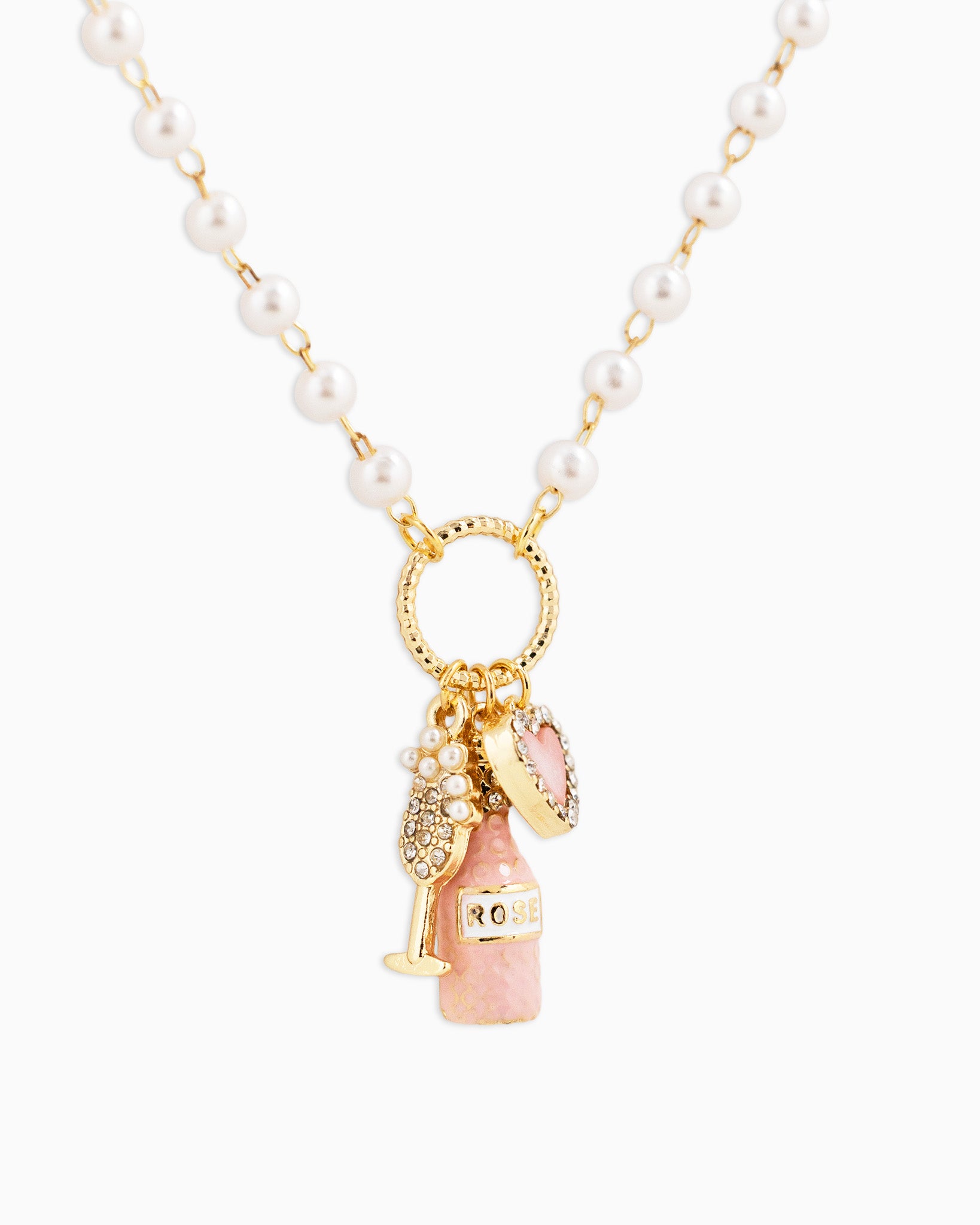 Pink Celebration Ring Pendant Charm Necklace