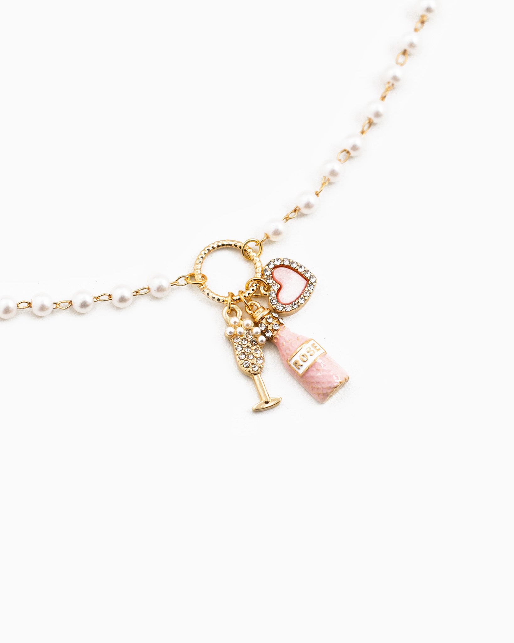 Pink Celebration Ring Pendant Charm Necklace