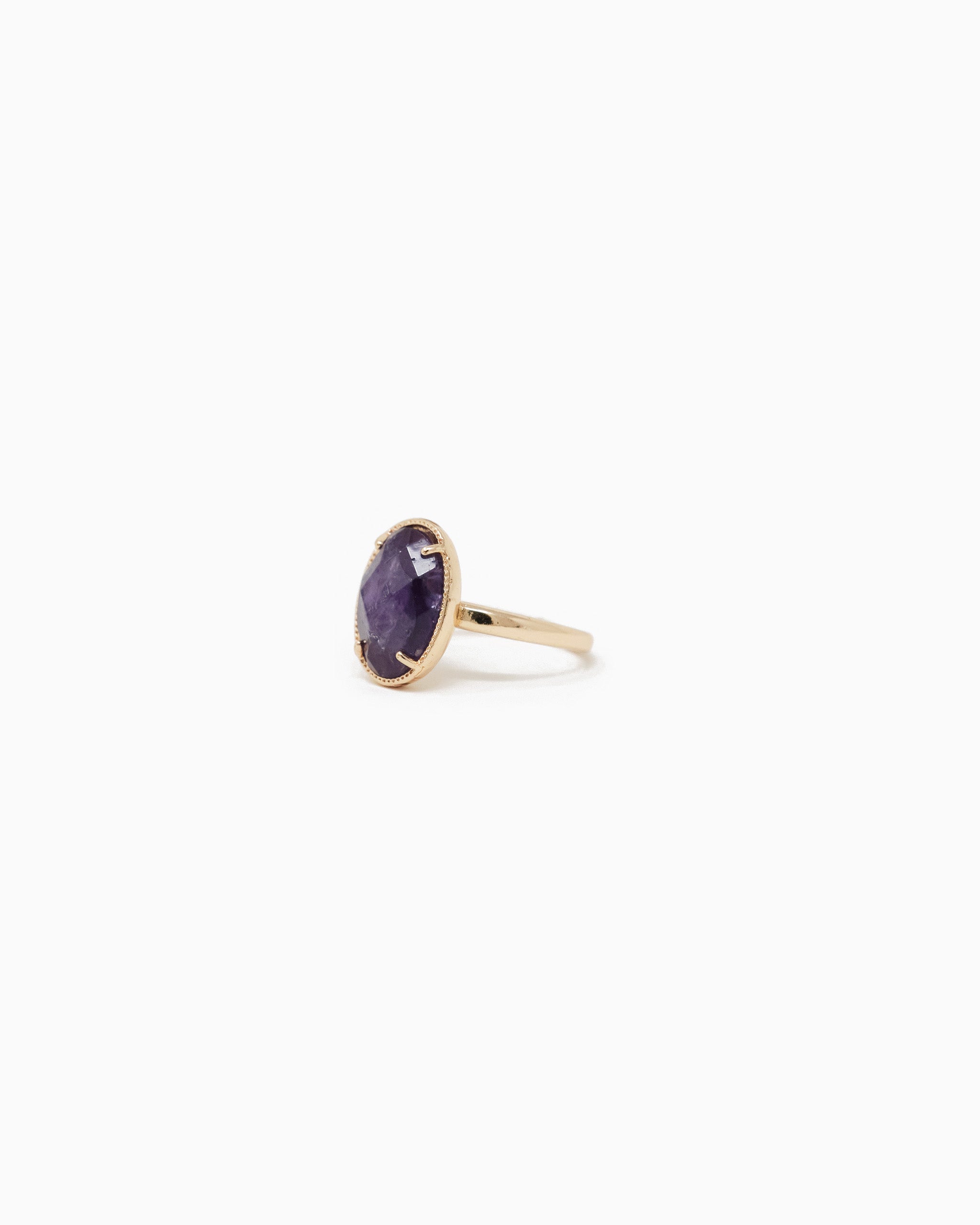 Oval Stone Open Ring-7