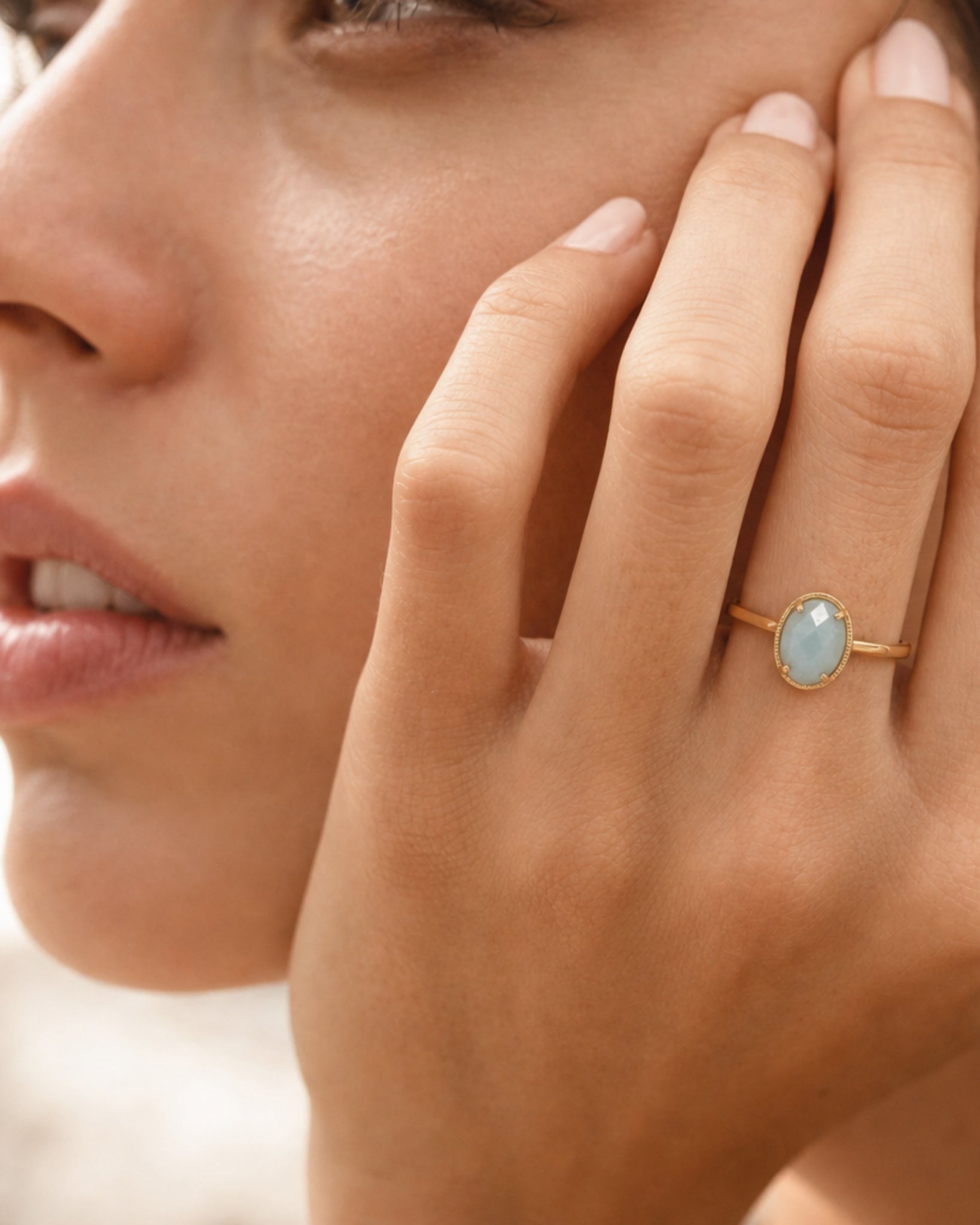 Oval Stone Open Ring