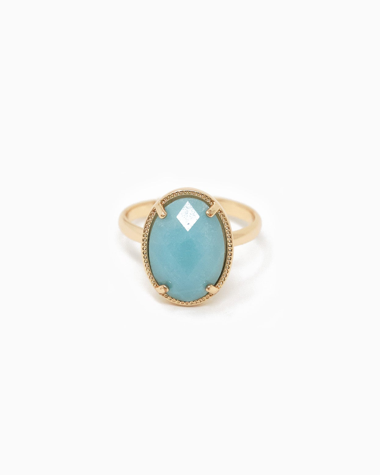 Oval Stone Adjustable Open Ring
