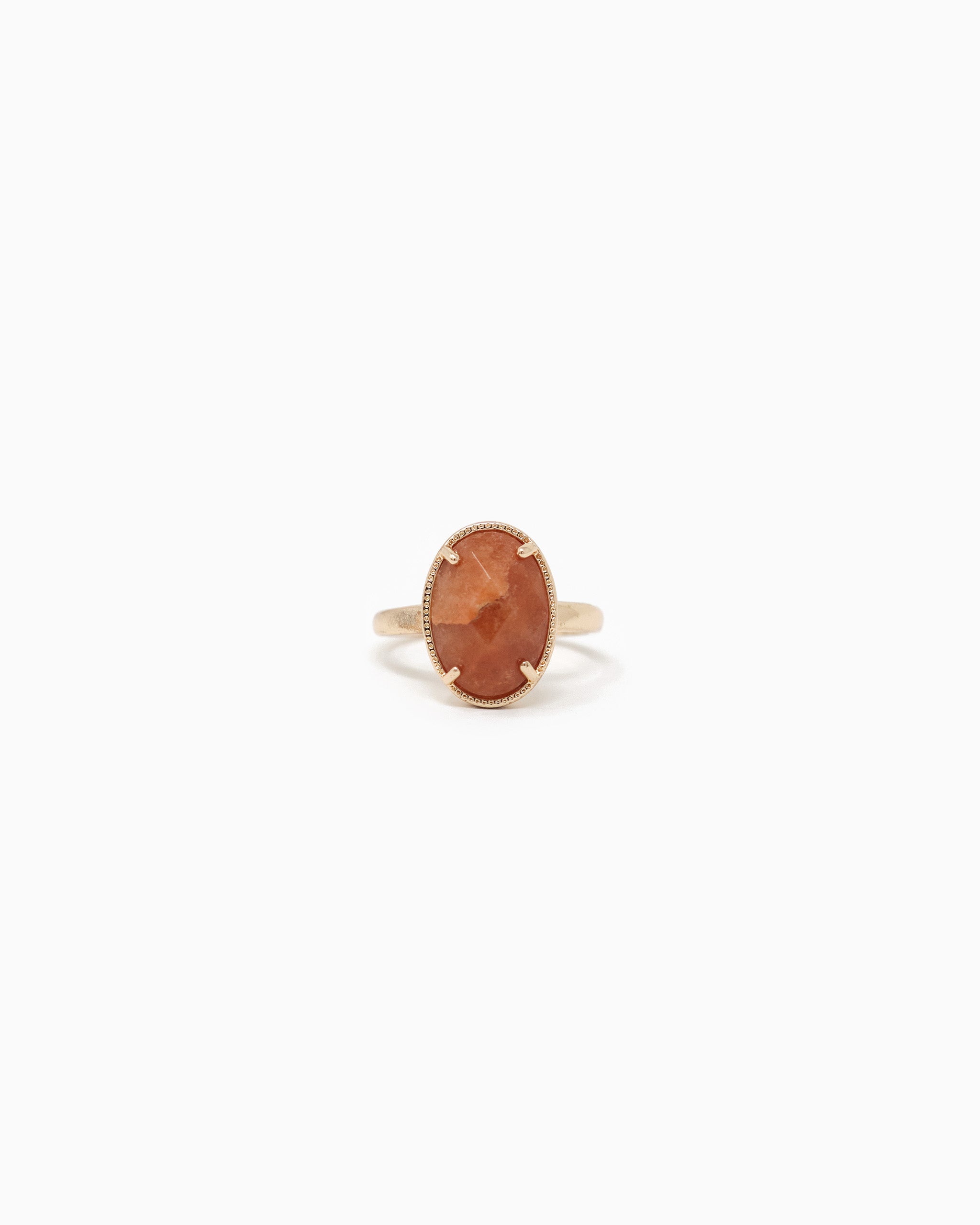Oval Stone Open Ring-14