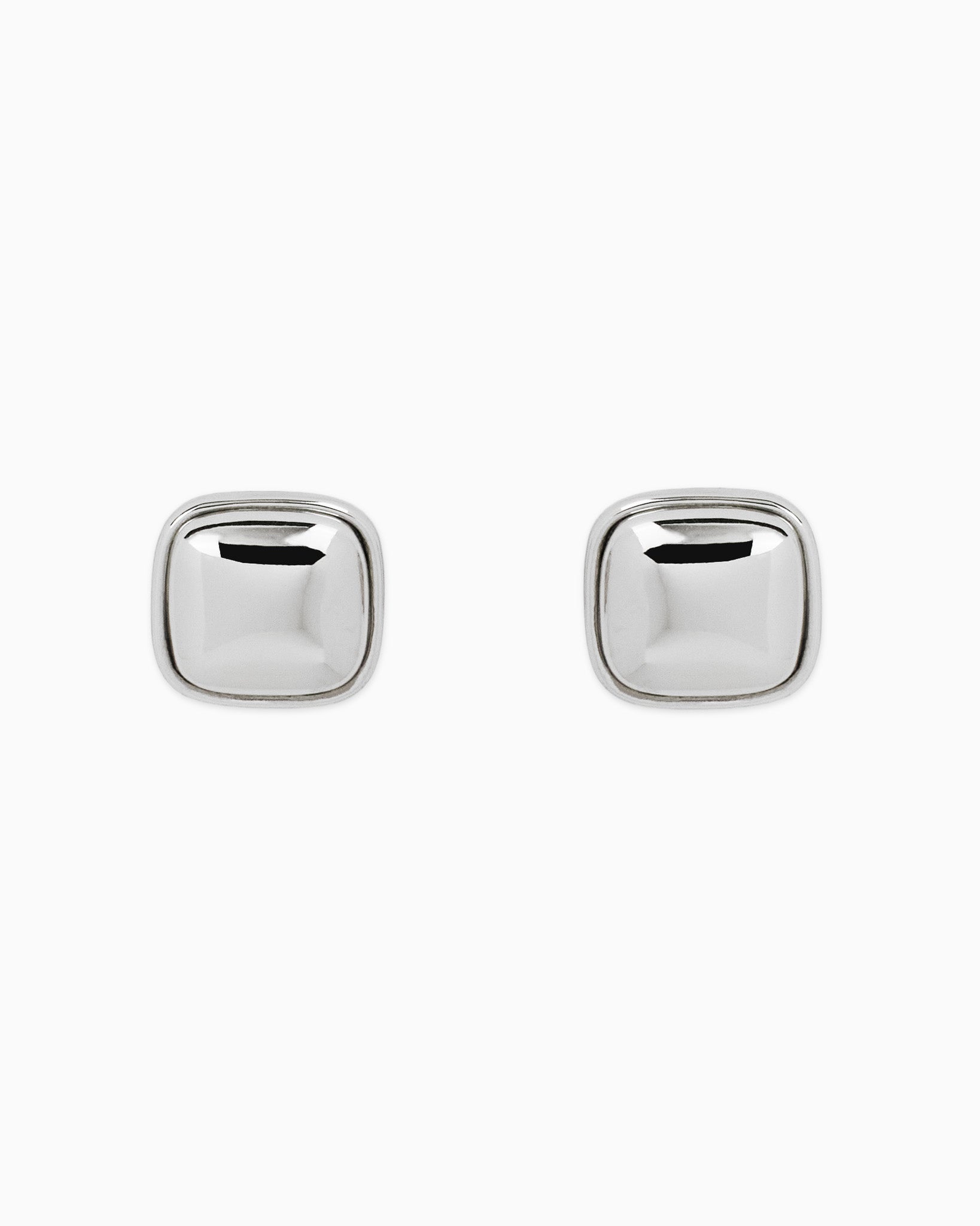 Cara Silver Sculpted Square Stud Earrings