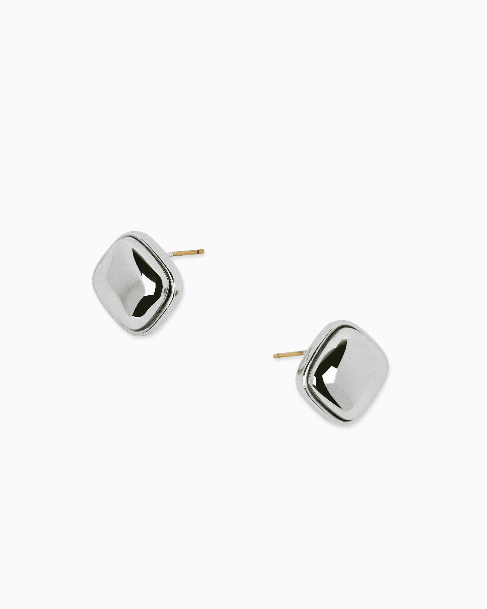 Cara Silver Sculpted Square Stud Earrings