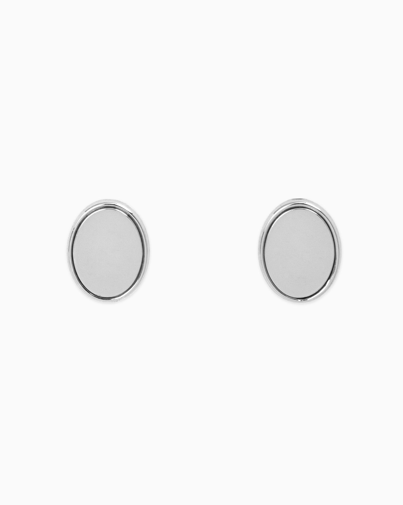 Ashton Silver Medium Oval Stud Earrings