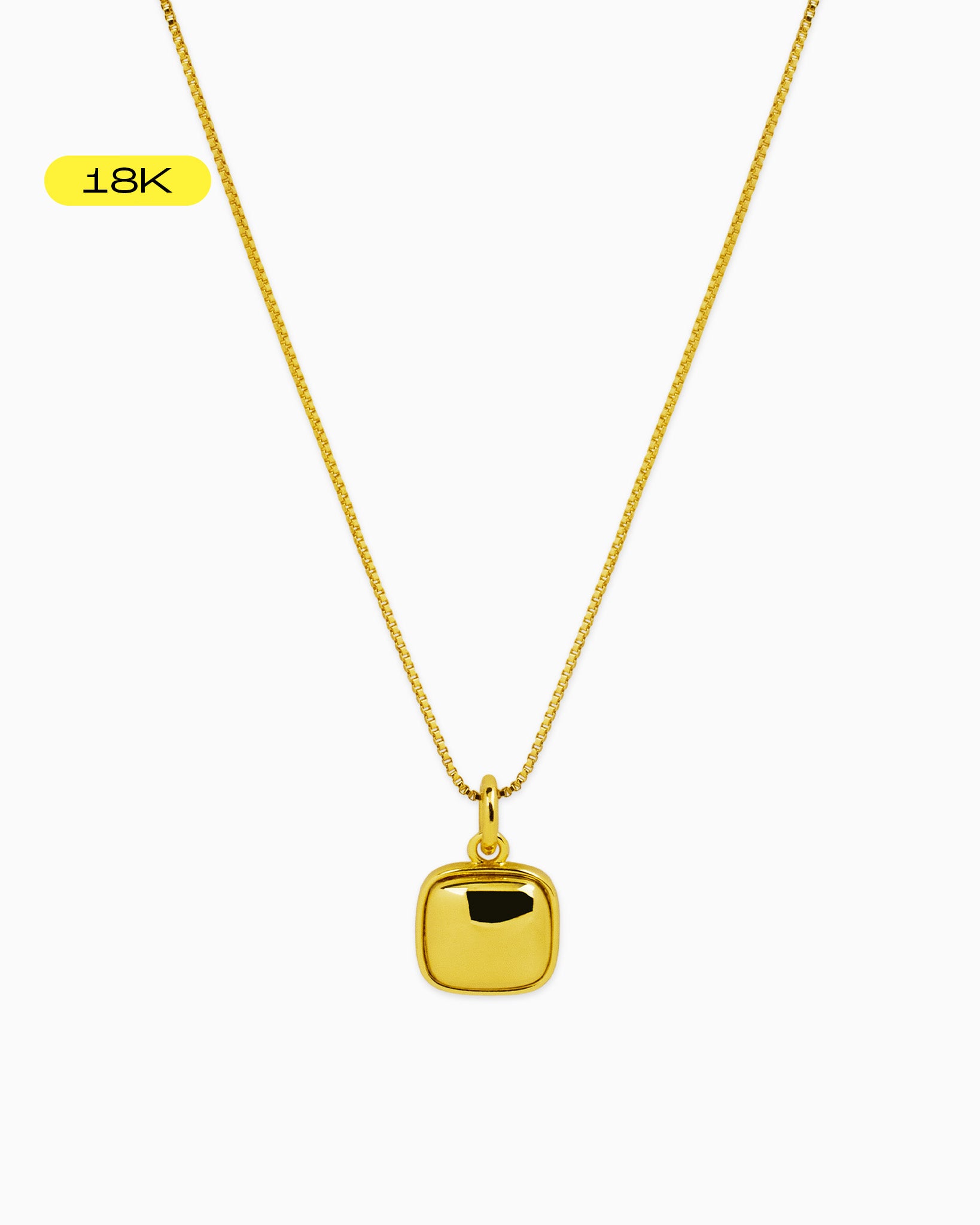 Cara Gold Sculpted Square Pendant Necklace