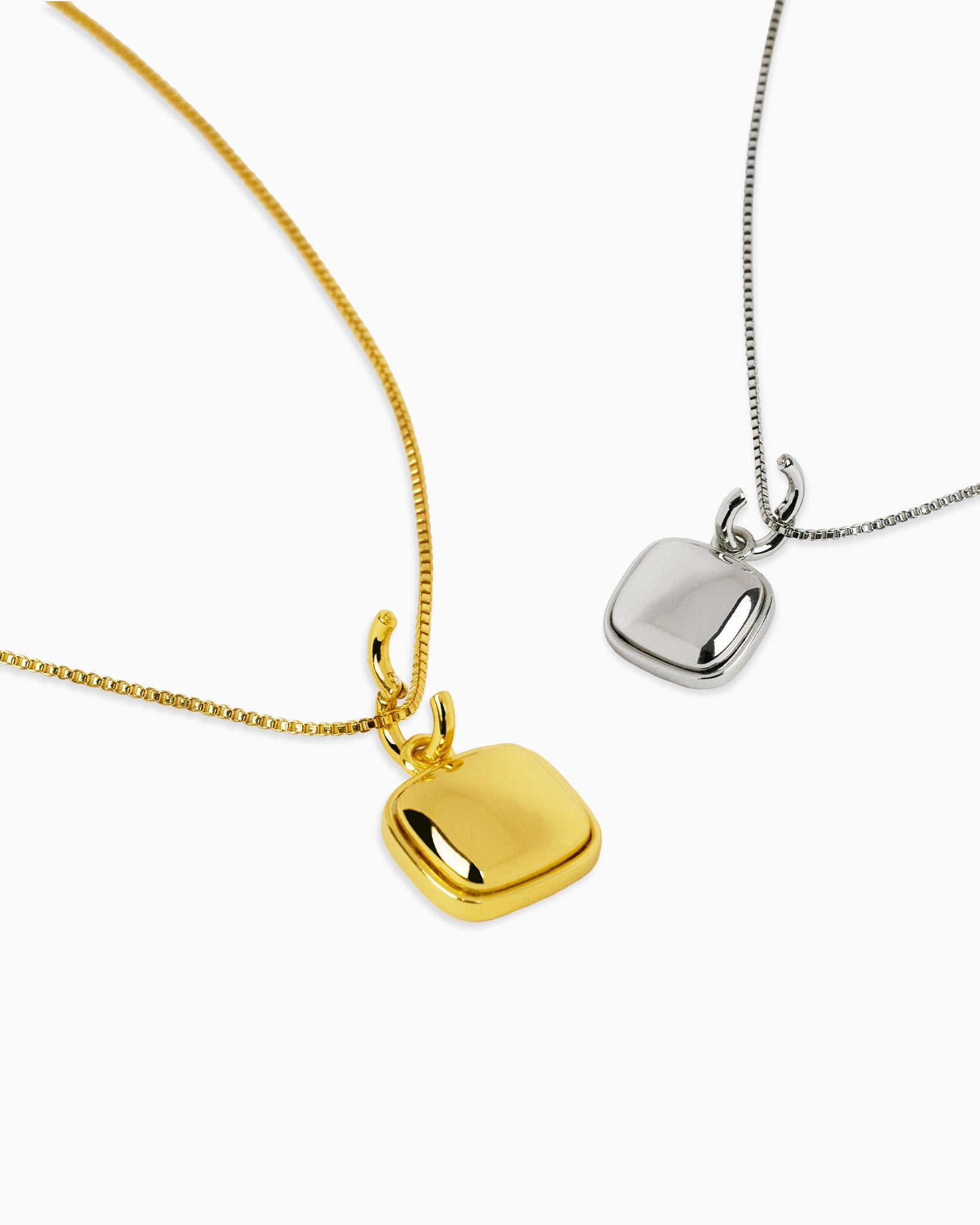 Cara Silver Sculpted Square Pendant Necklace