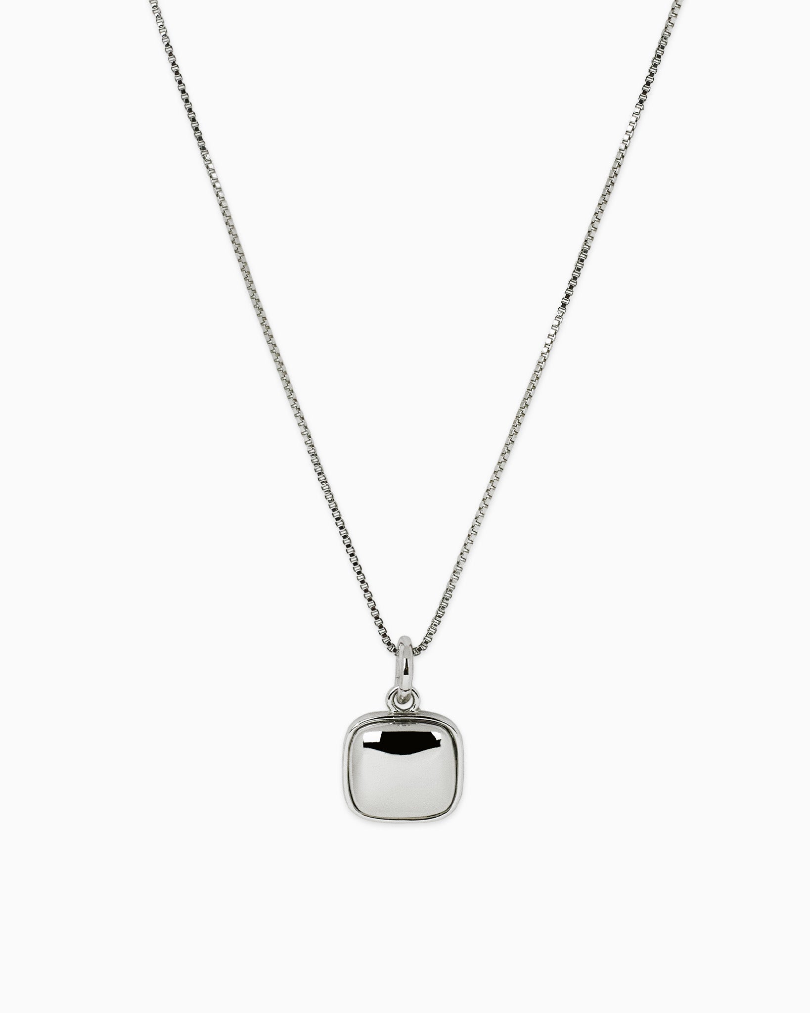 Cara Silver Sculpted Square Pendant Necklace