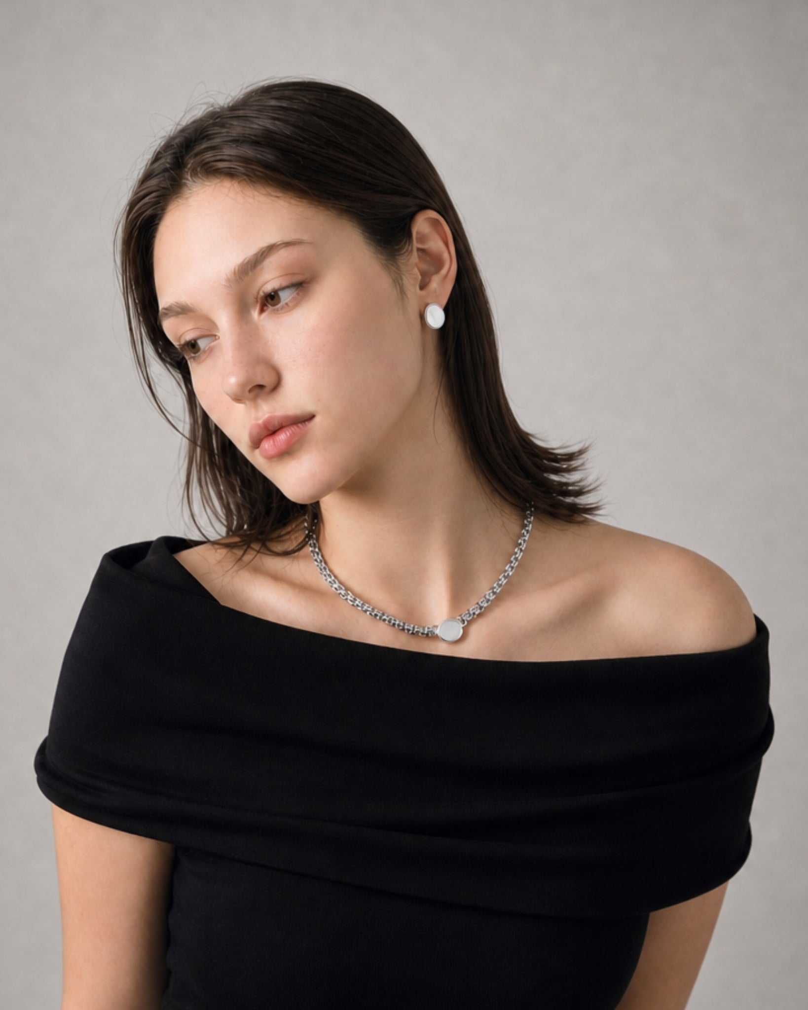Ashton Silver Chain Link Statement Necklace