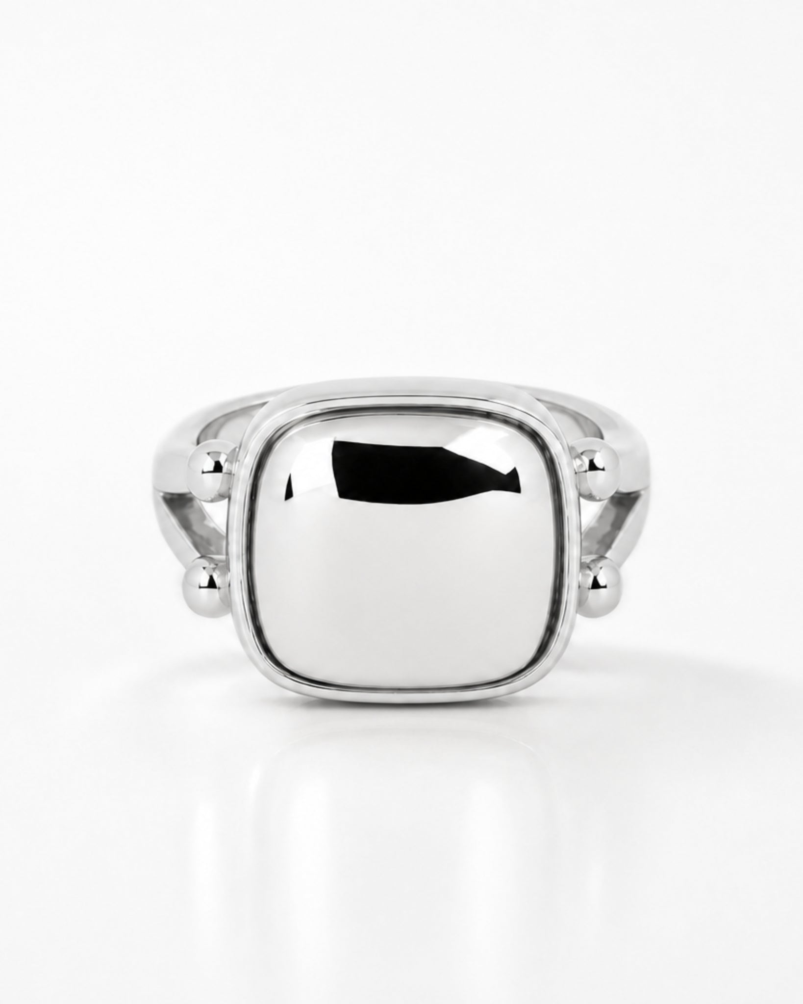 Cara Silver Sculpted Square Ring