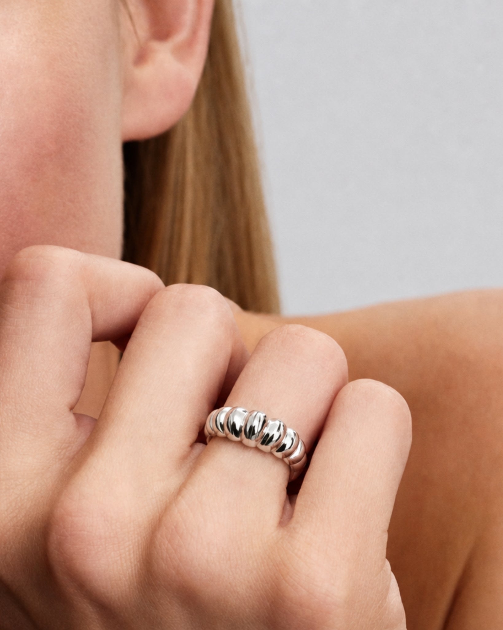 Viper V Croissant Dome Silver Ring