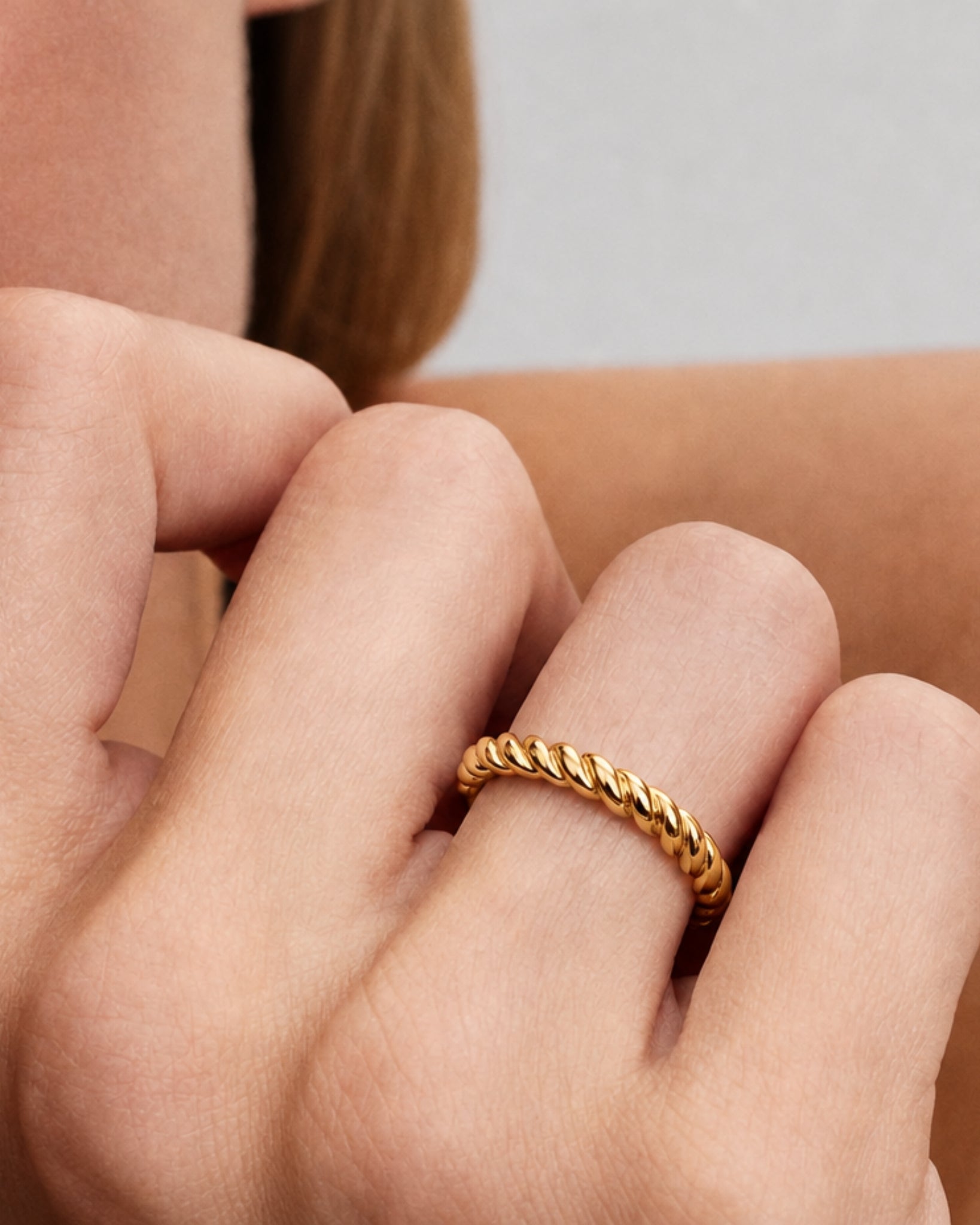 [18K] Medium Rope Gold Ring