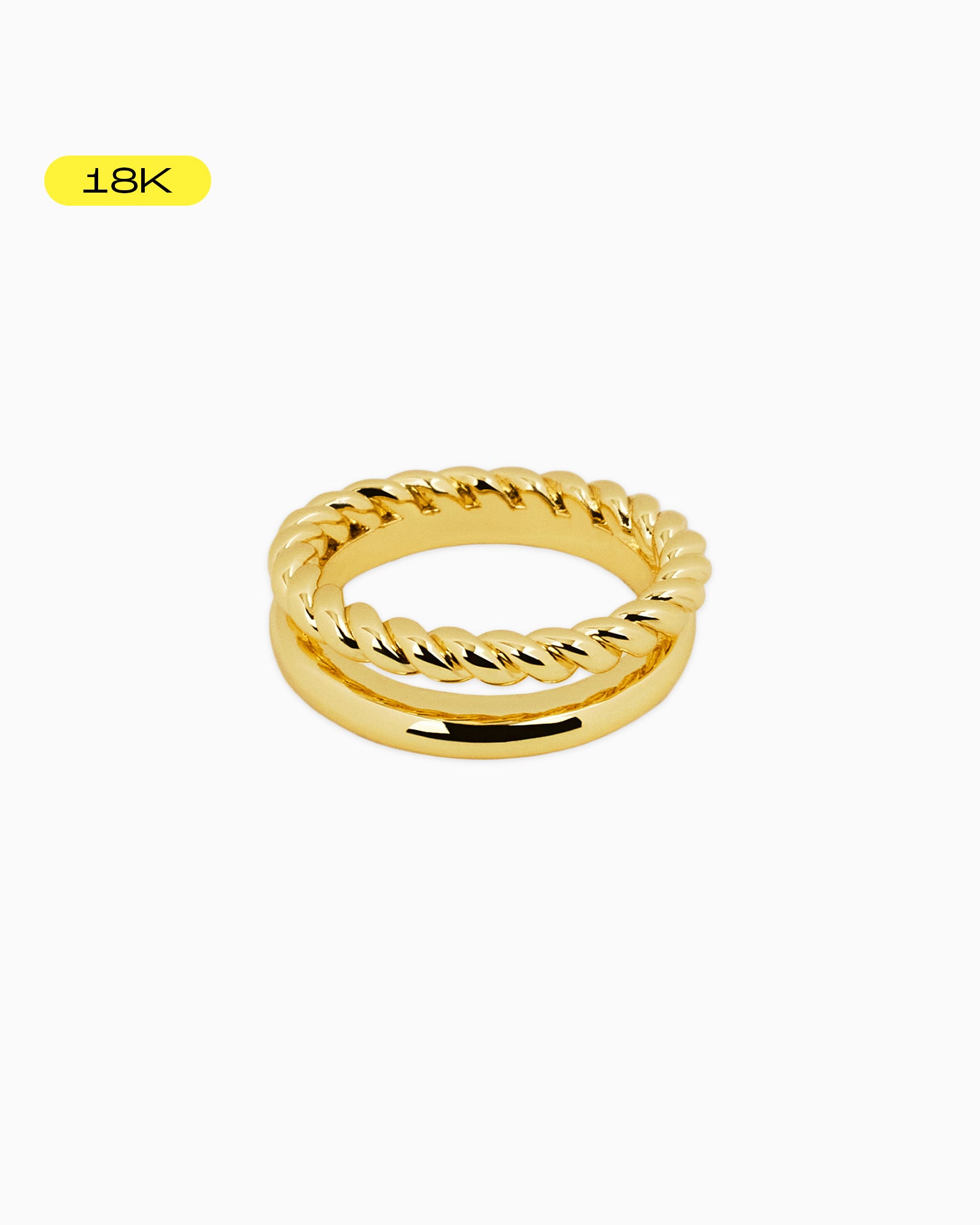 [18K] Duo Double Layer Gold Rope Ring
