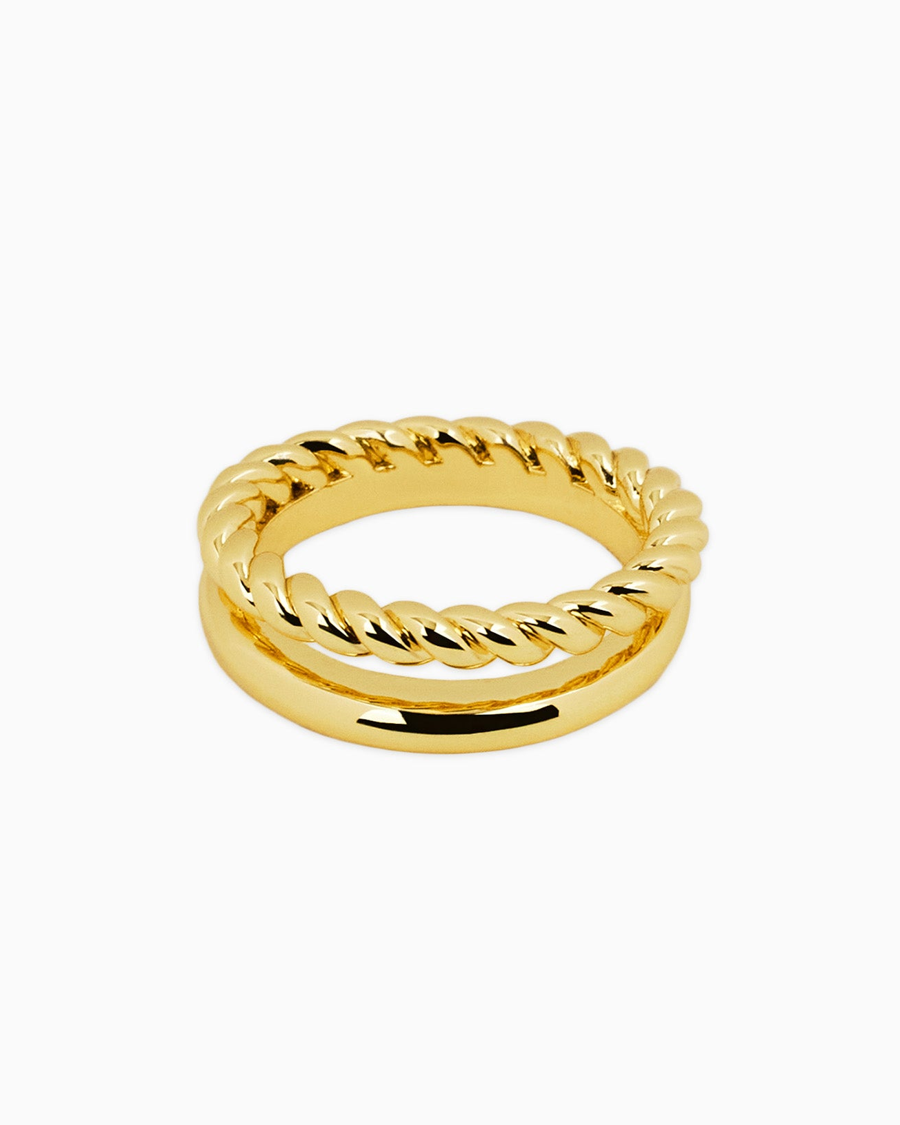 [18K] Duo Double Layer Gold Rope Ring