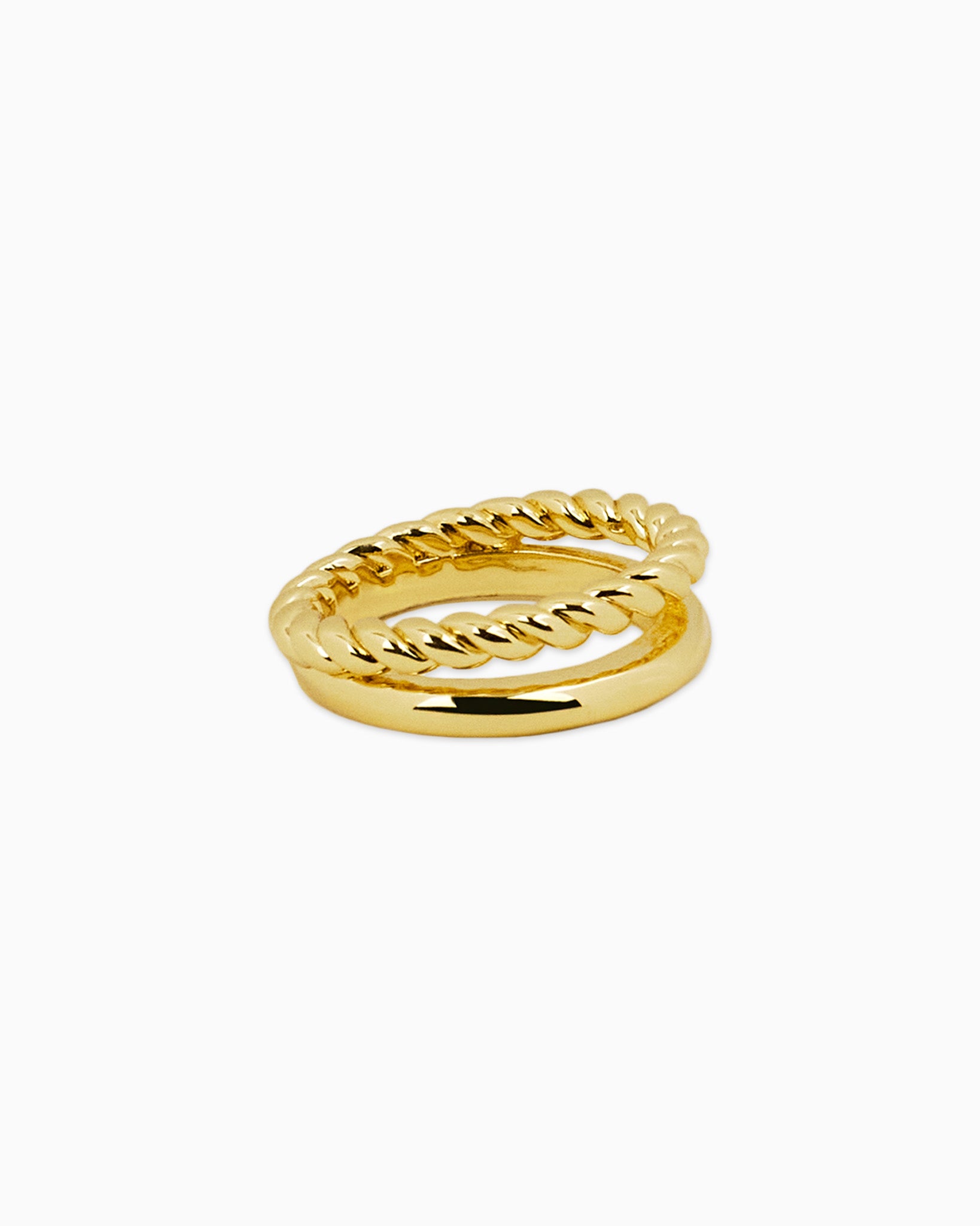 [18K] Duo Double Layer Gold Rope Ring-4