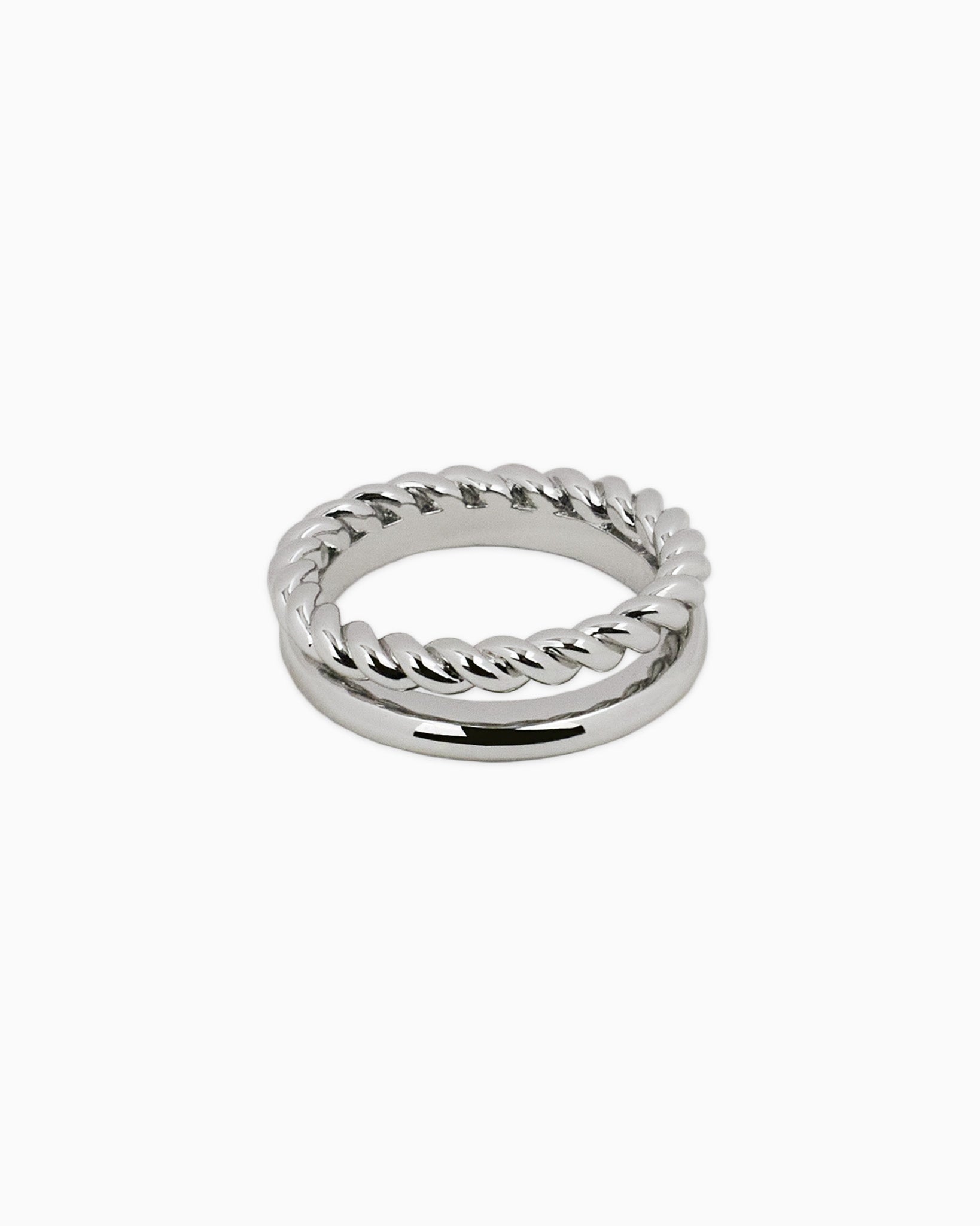 Duo Double Layer Silver Rope Ring