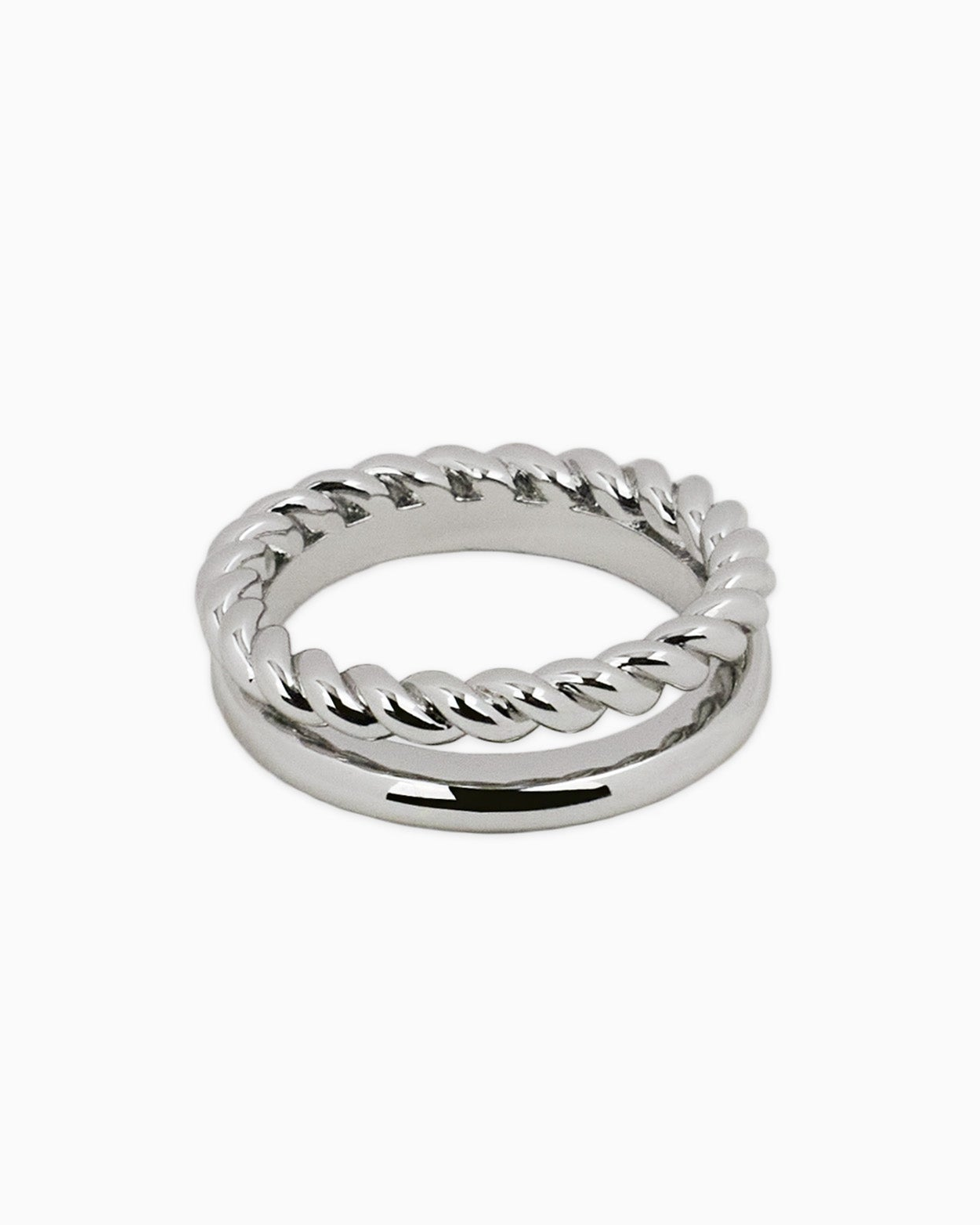 Duo Double Layer Silver Rope Ring