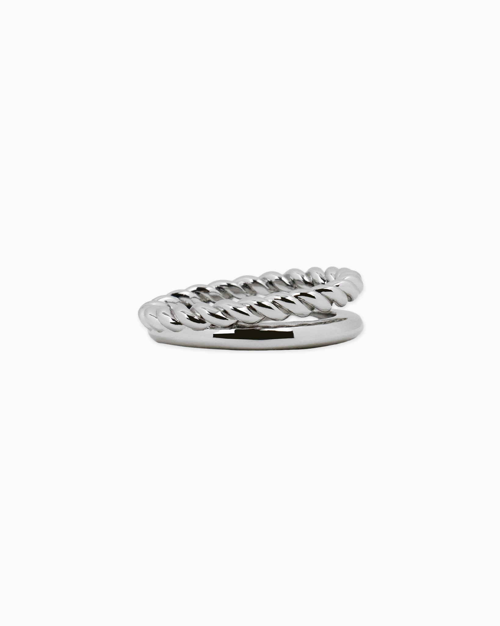 Duo Double Layer Silver Rope Ring