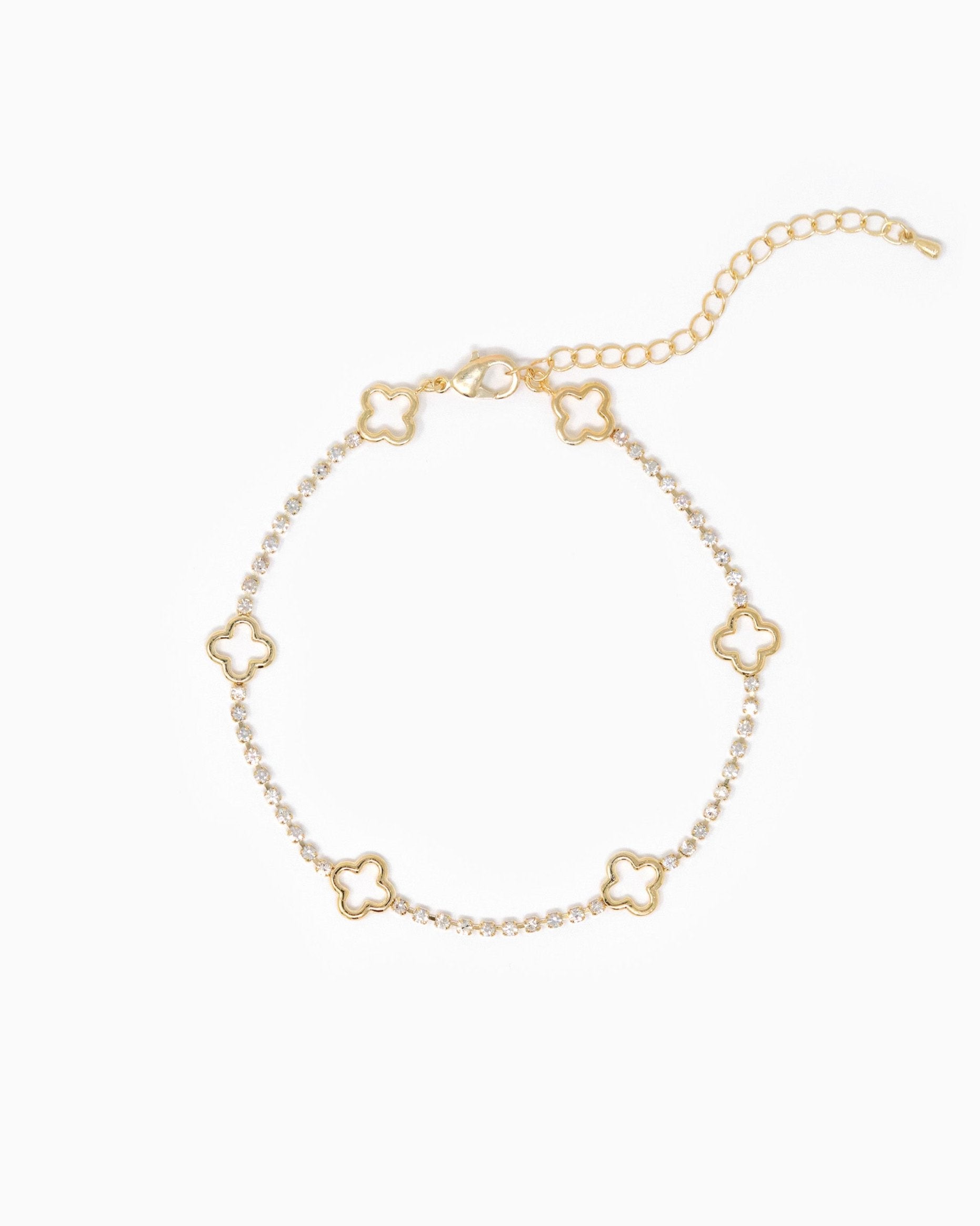 Open Clover CZ Chain Bracelet