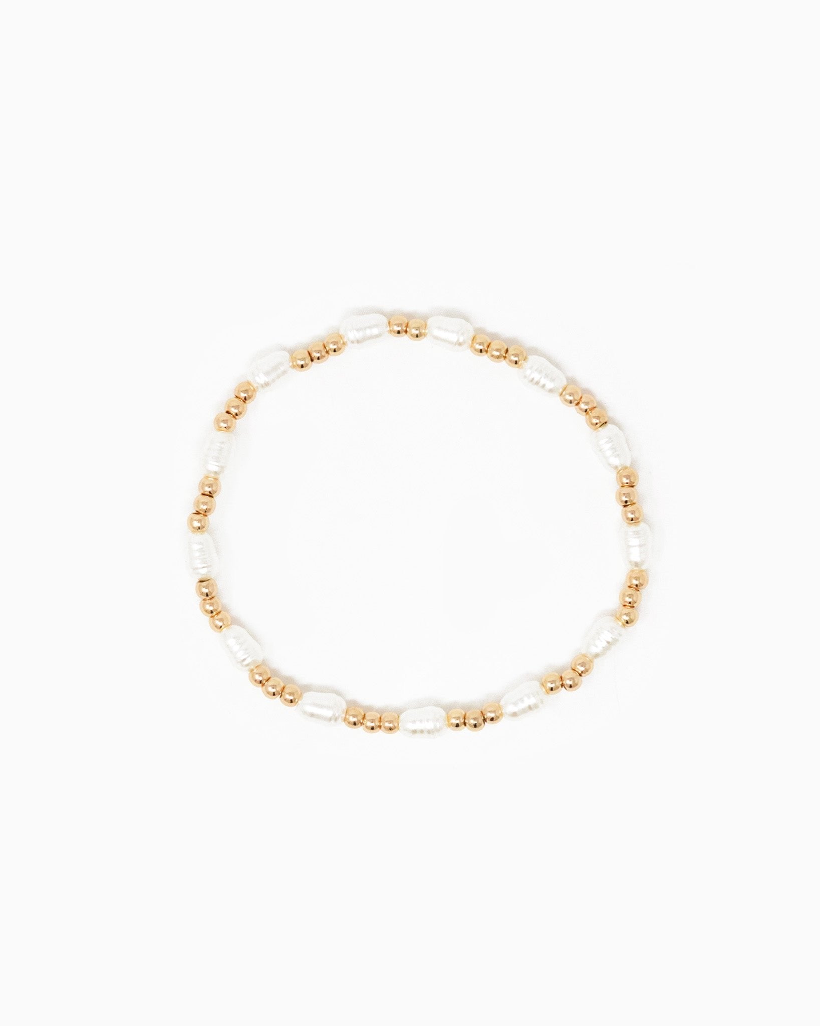 Oval Pearl Gold Ball Stretch Bracelet