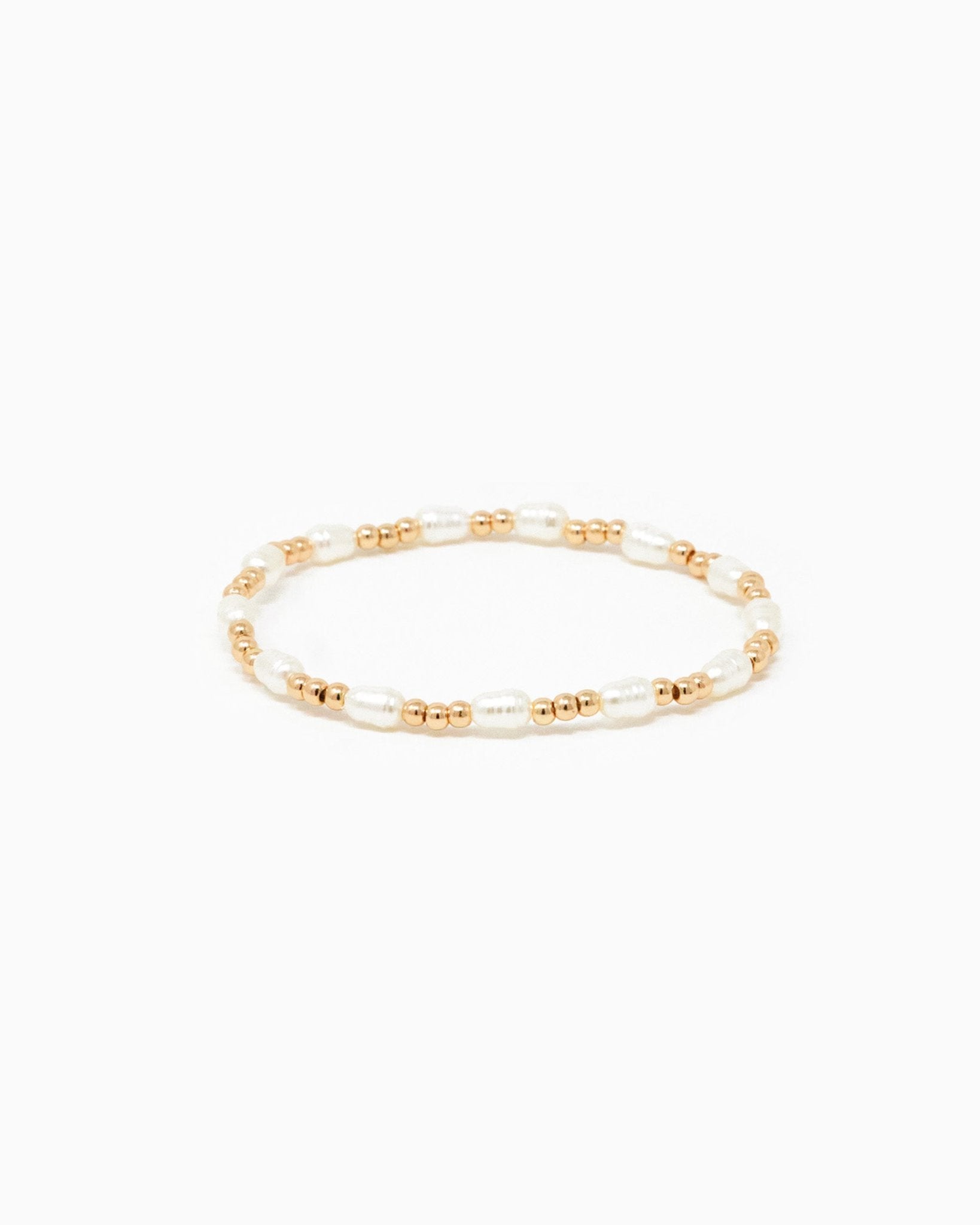 Oval Pearl Gold Ball Stretch Bracelet