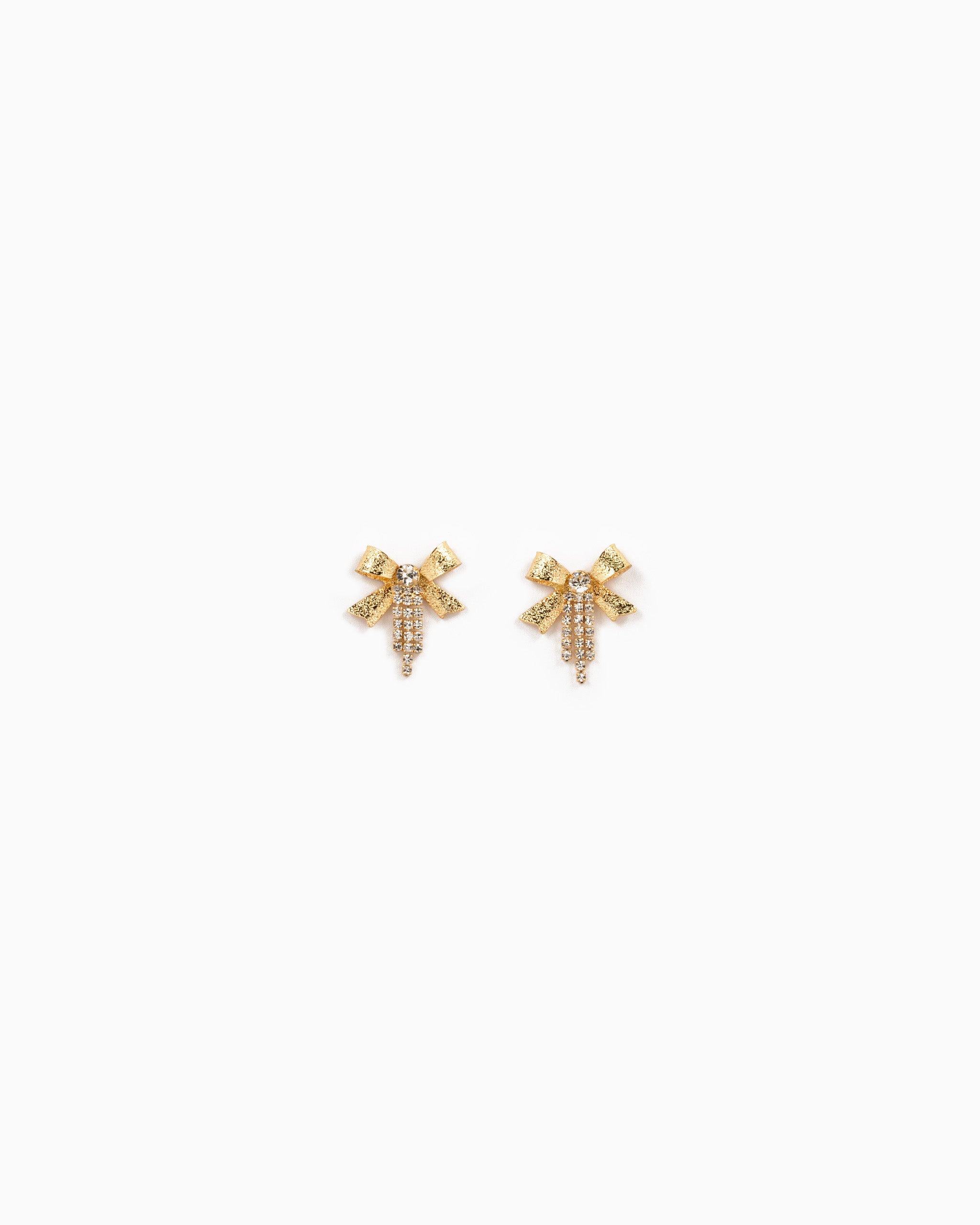 Glitter Texture Bow Rhinestone Chain Drop Earrings-4