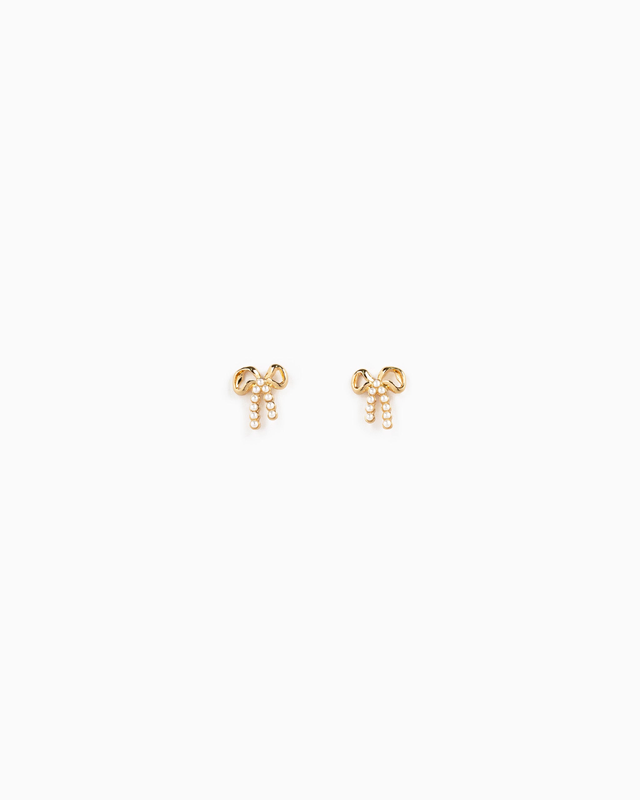 Half and Half Bow Pearl Pave Bow Earrings-4