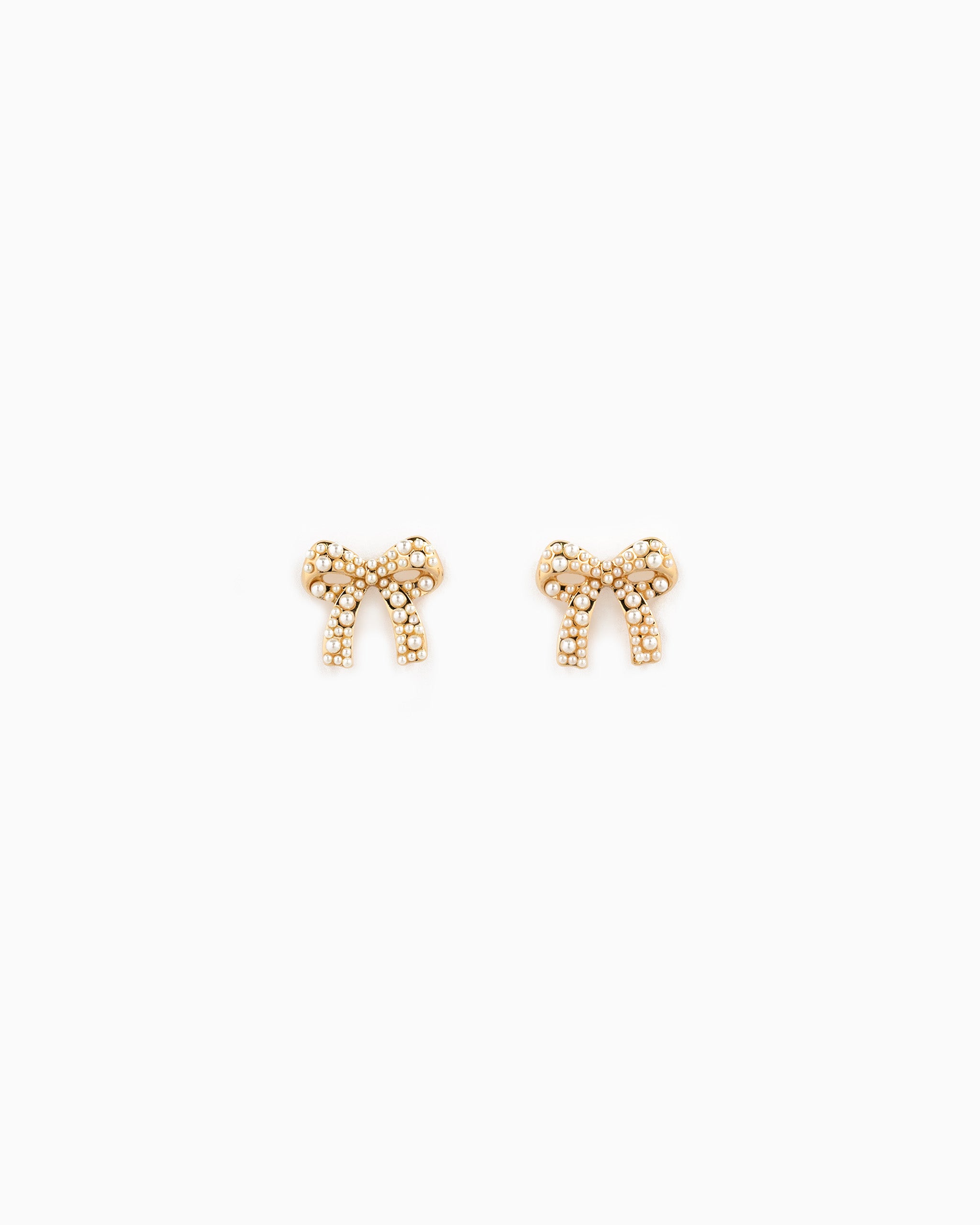 Organic Pearl Pave Bow Earrings-4