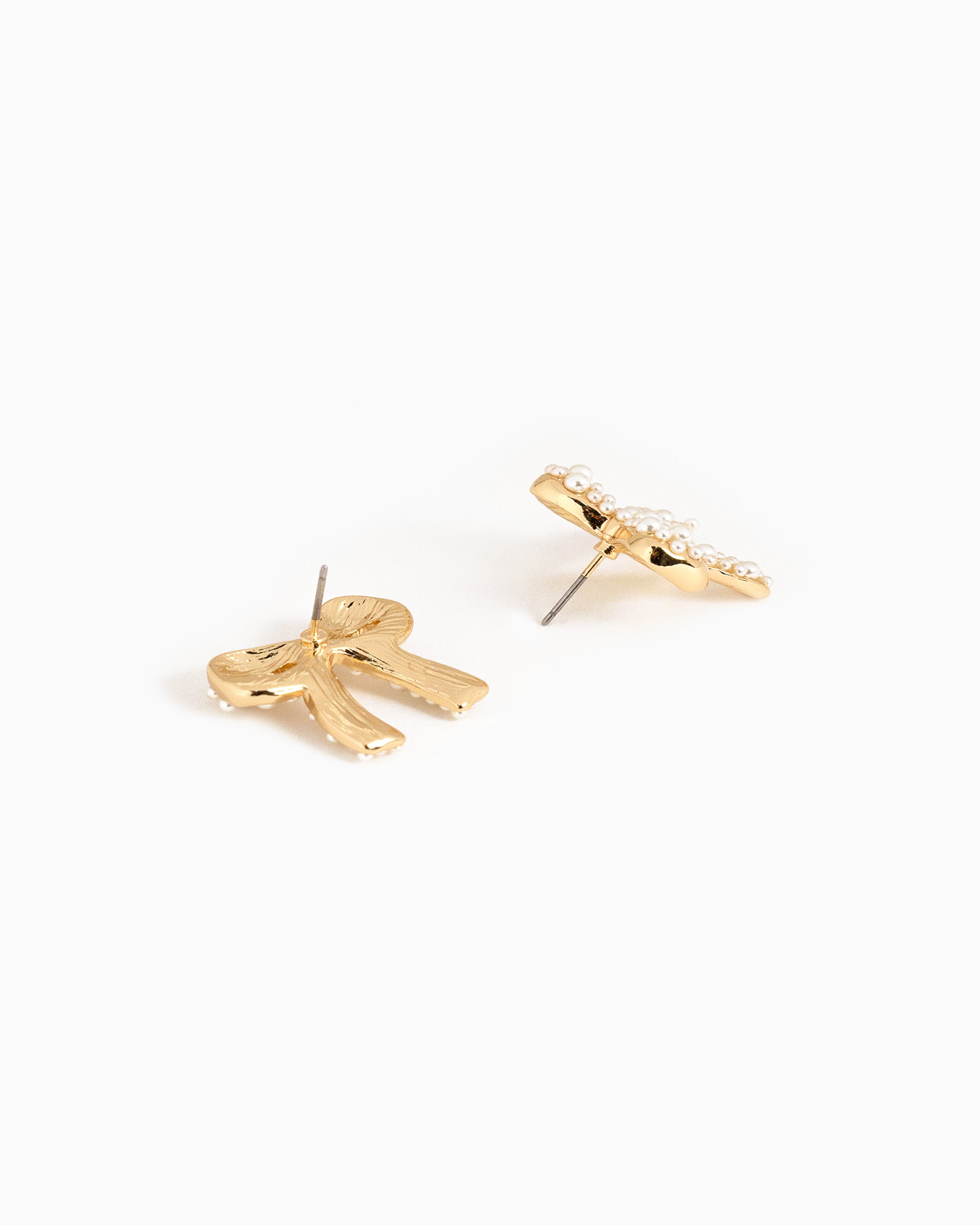 Organic Pearl Pave Bow Earrings-3