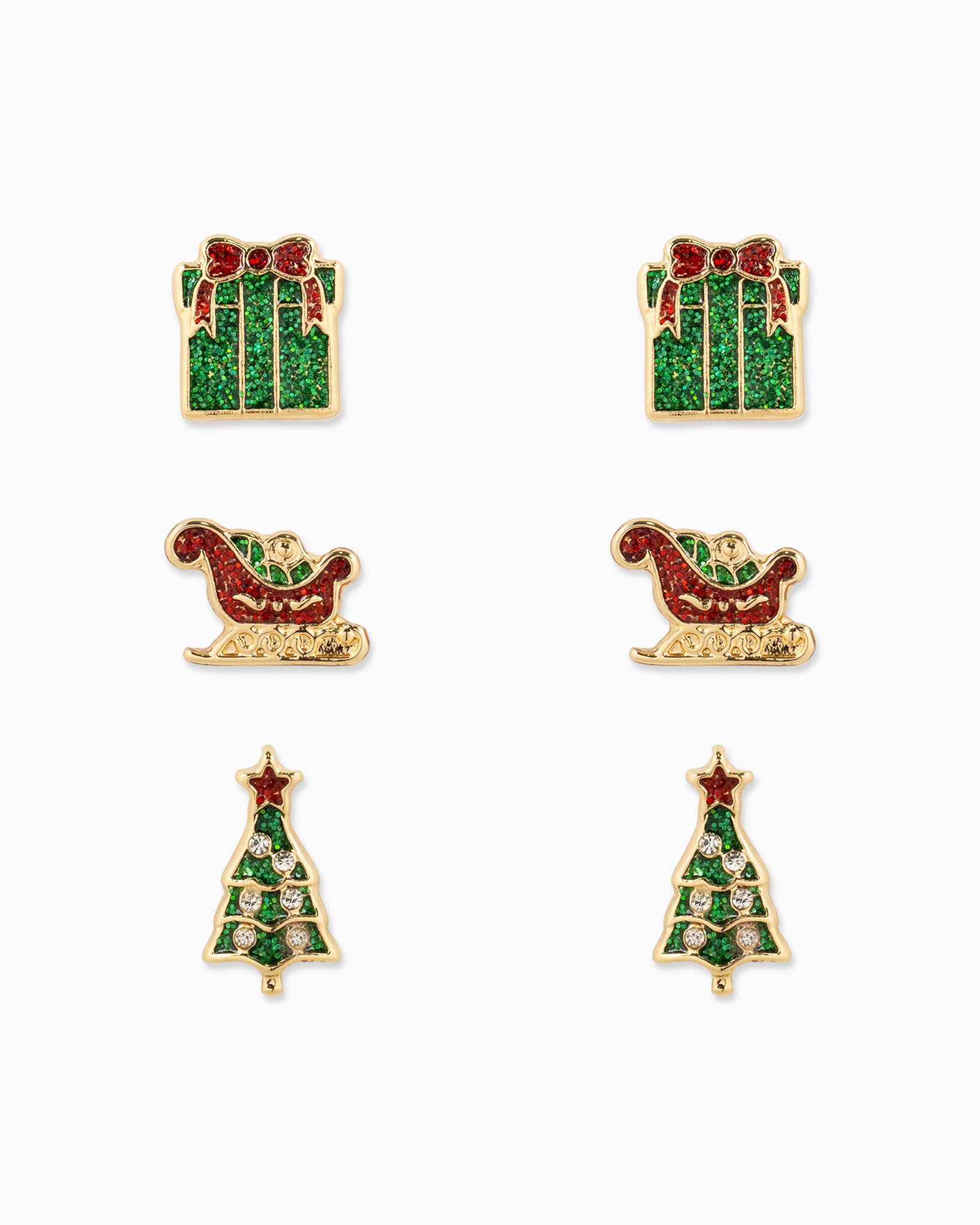 Christmas Gift Box Earring Set, Set of 3