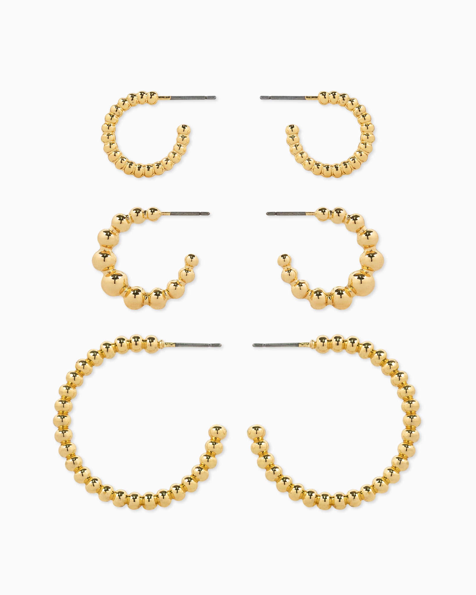 Essential Ball Textured Hoop Earring Set of 3