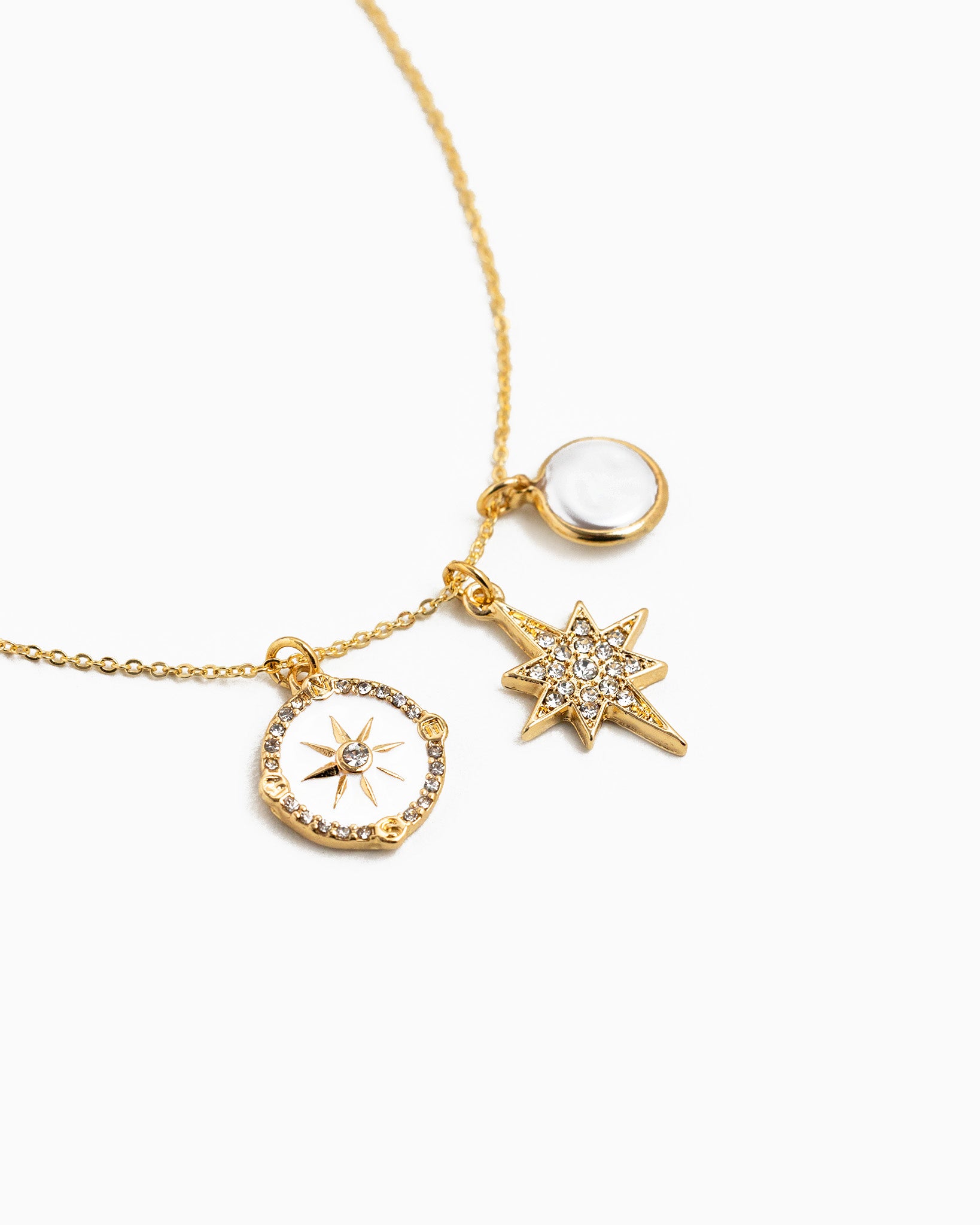 Starburst Triple Charm Pendant Necklace