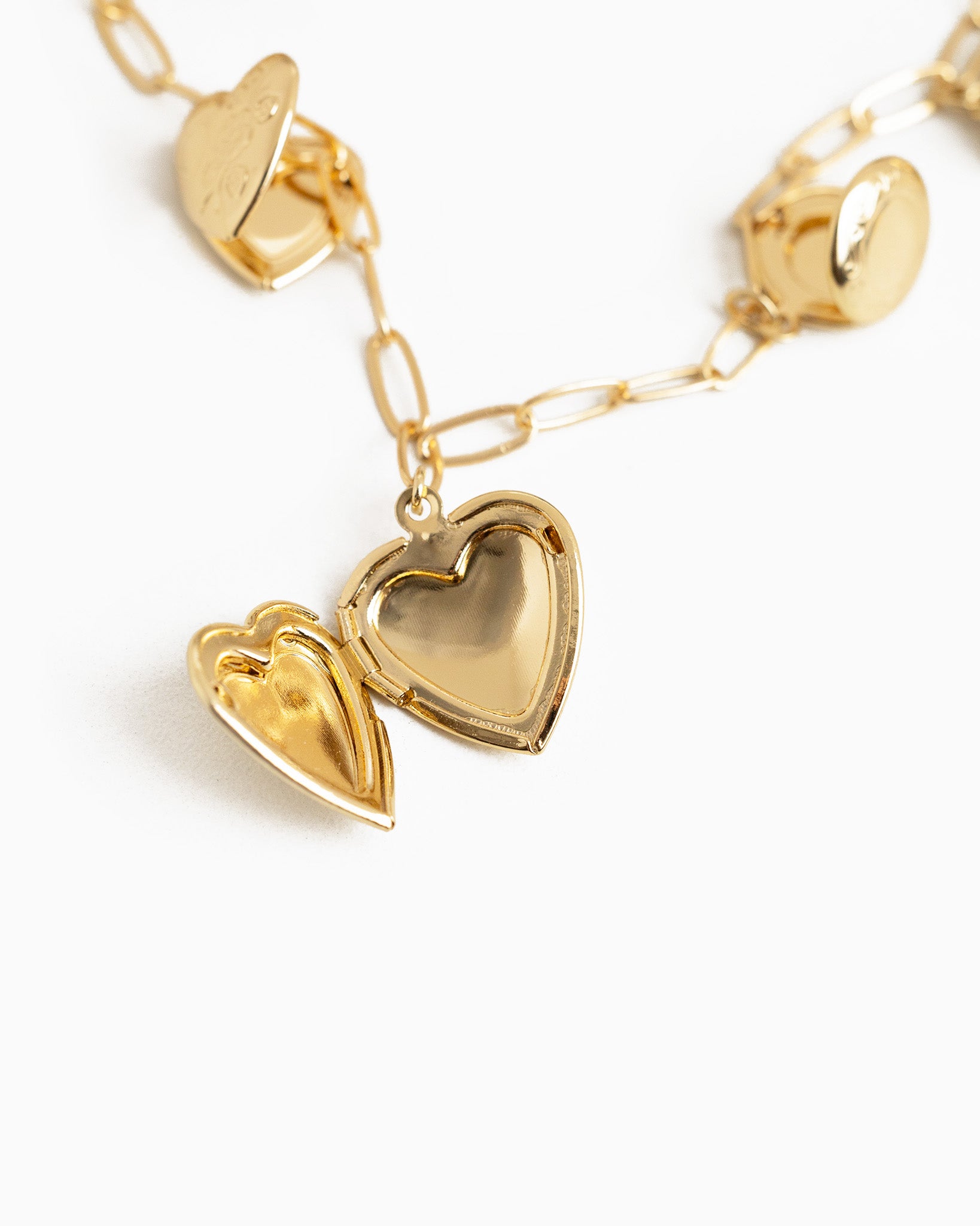 Seven Heart Locket Charm Necklace